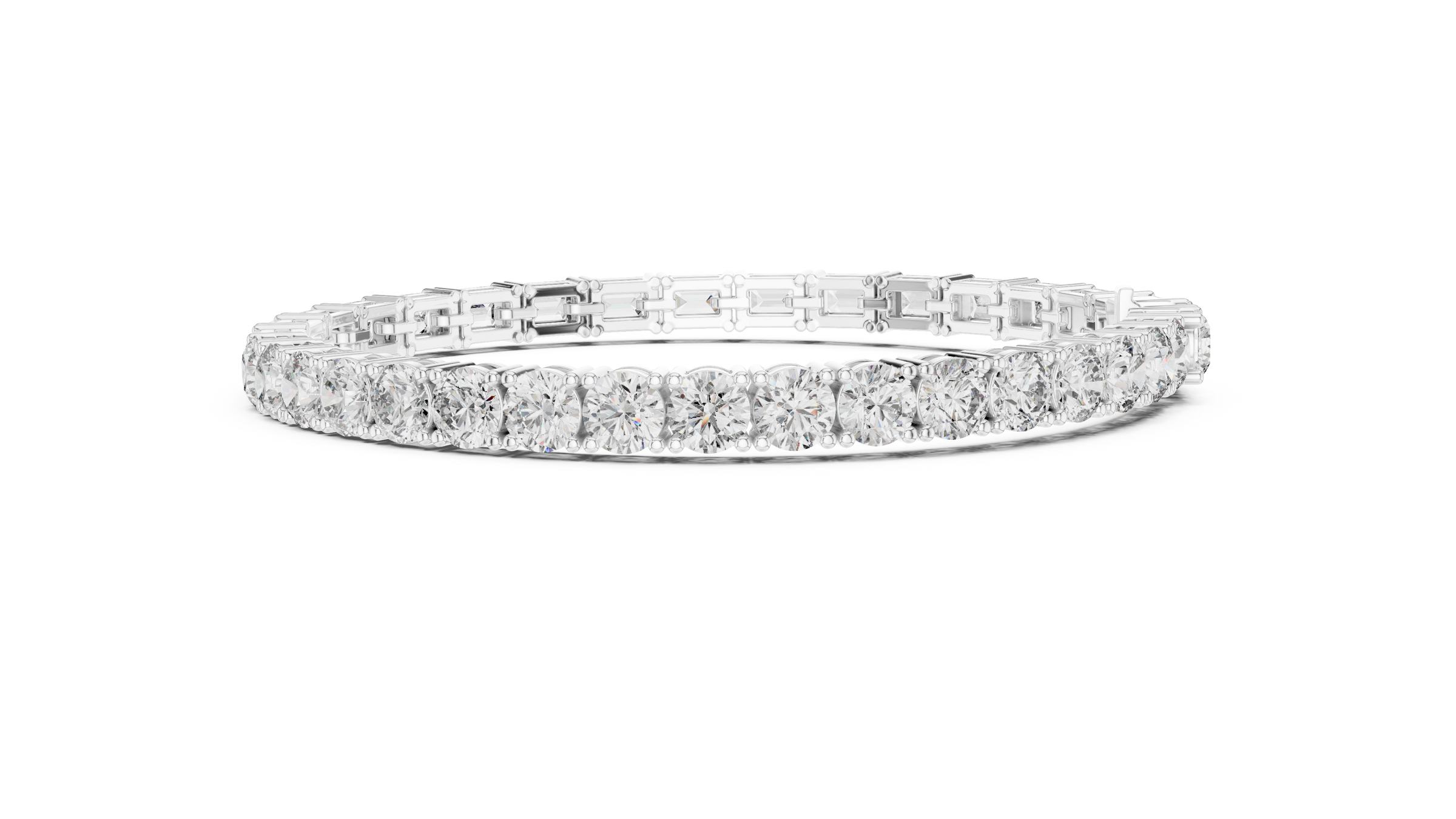 Half Emerald & Half Round  Lab-Grown Diamond Tennis Bracelet in 18K Gold | 11 Carat