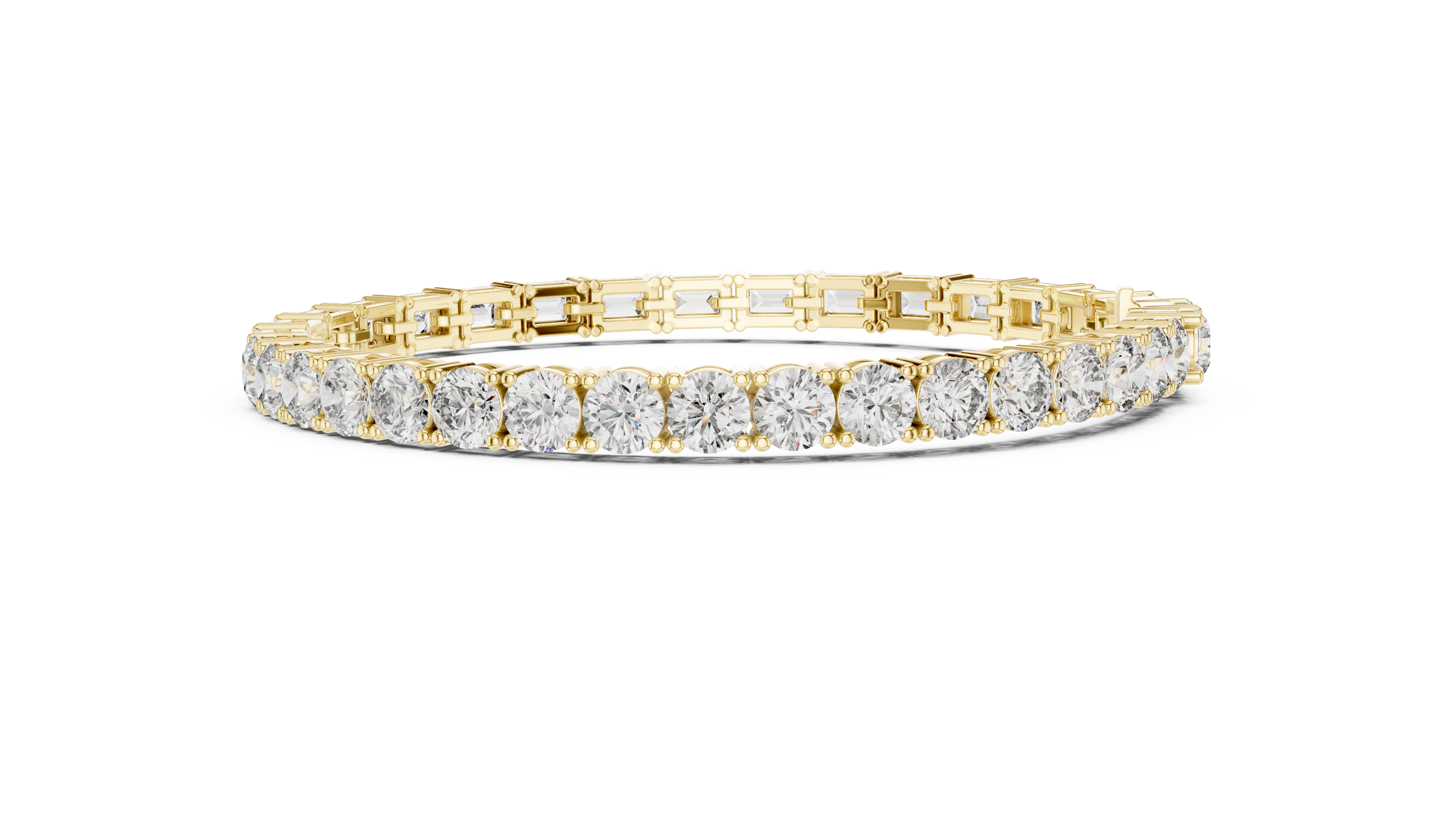 Half Emerald & Half Round  Lab-Grown Diamond Tennis Bracelet in 18K Gold | 11 Carat
