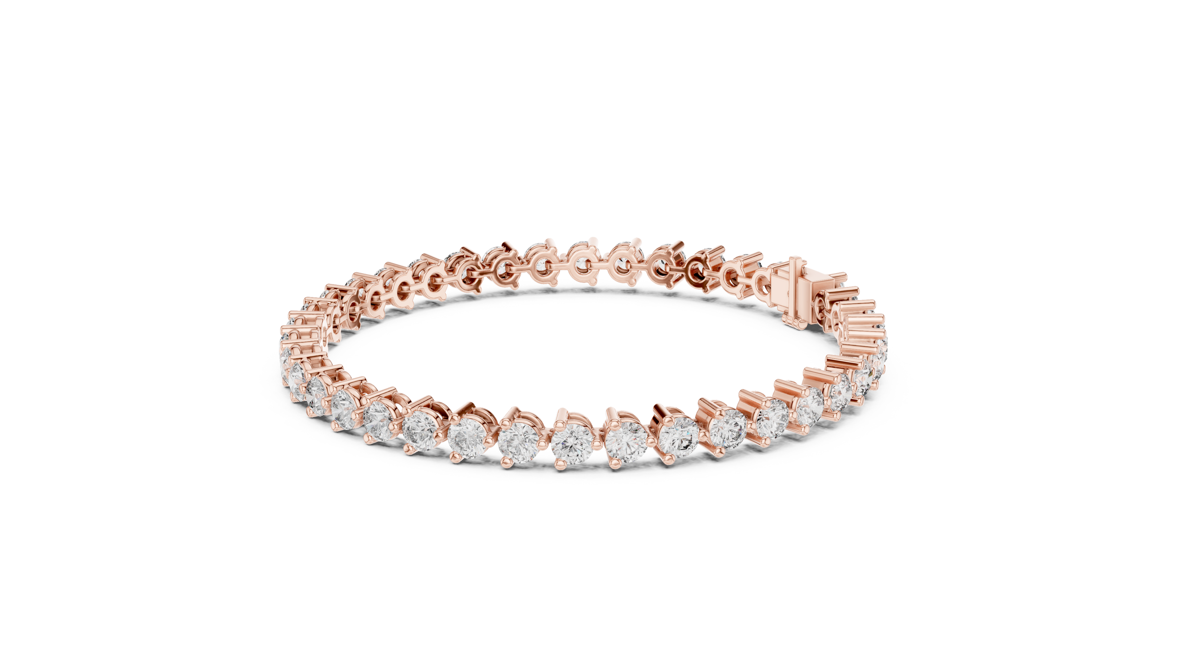 3 Prong Round Lab - Grown Diamond Tennis Bracelet in 18K Gold | 8 Carat