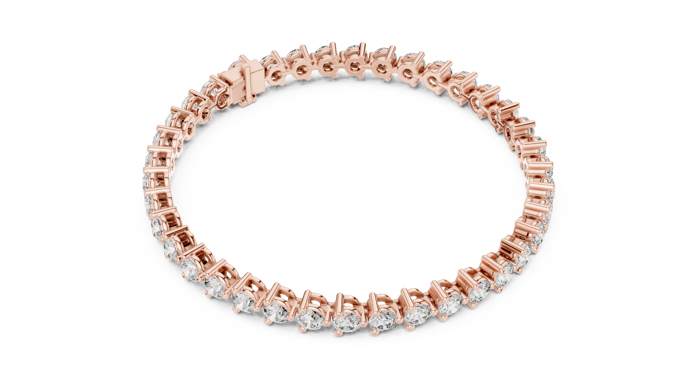 3 Prong Round Lab - Grown Diamond Tennis Bracelet in 18K Gold | 8 Carat