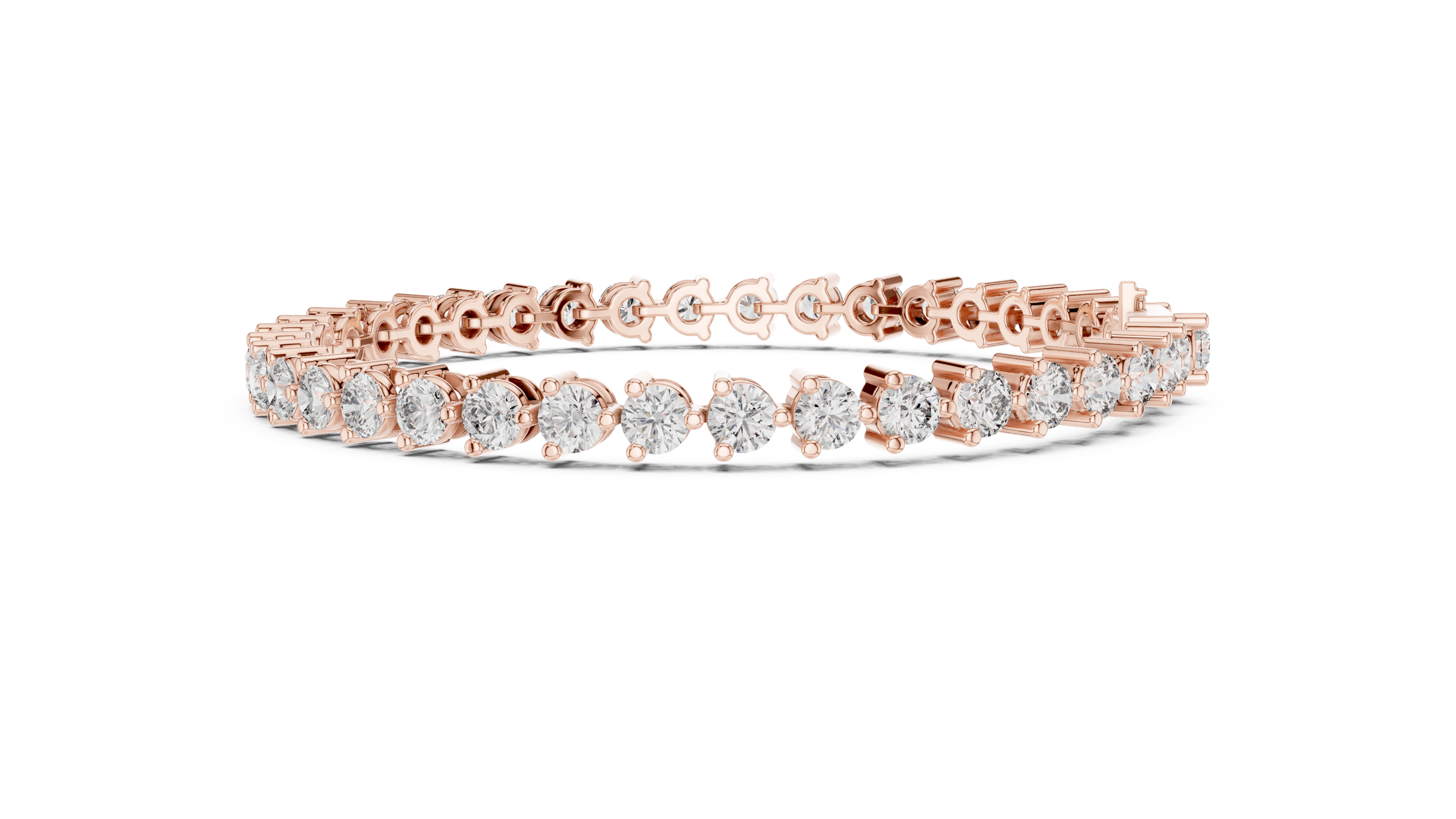 3 Prong Round Lab - Grown Diamond Tennis Bracelet in 18K Gold | 8 Carat
