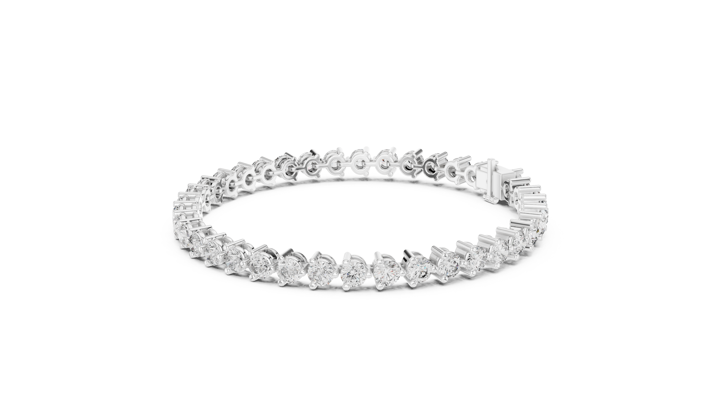 3 Prong Round Lab - Grown Diamond Tennis Bracelet in 18K Gold | 8 Carat