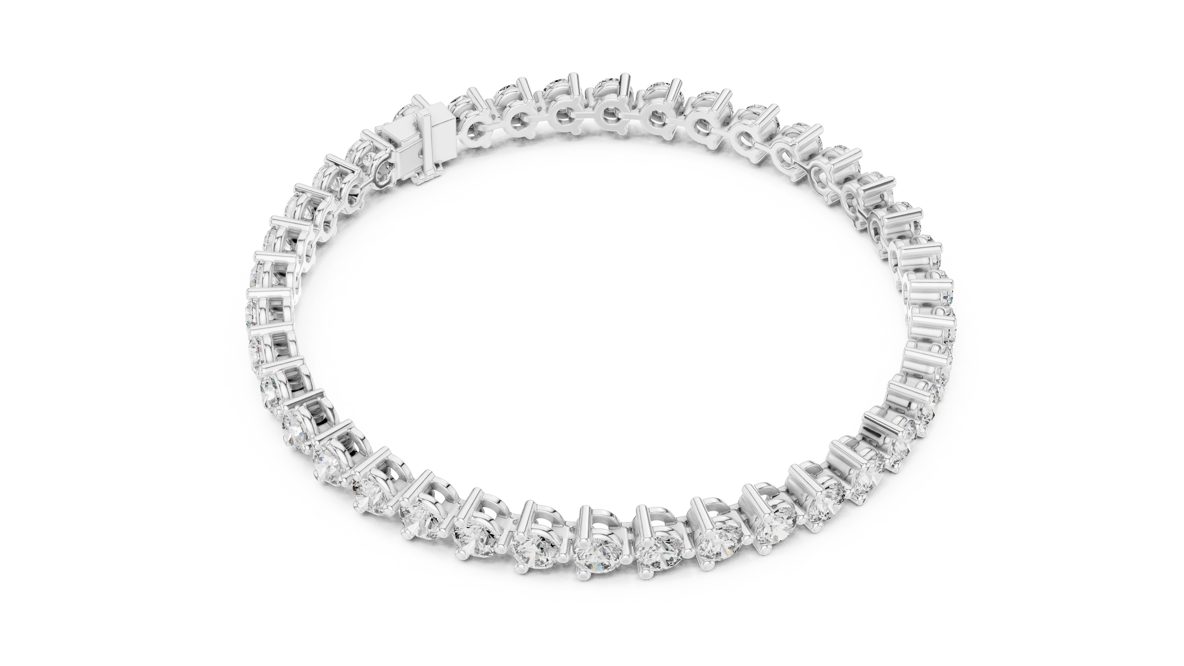 3 Prong Round Lab - Grown Diamond Tennis Bracelet in 18K Gold | 8 Carat