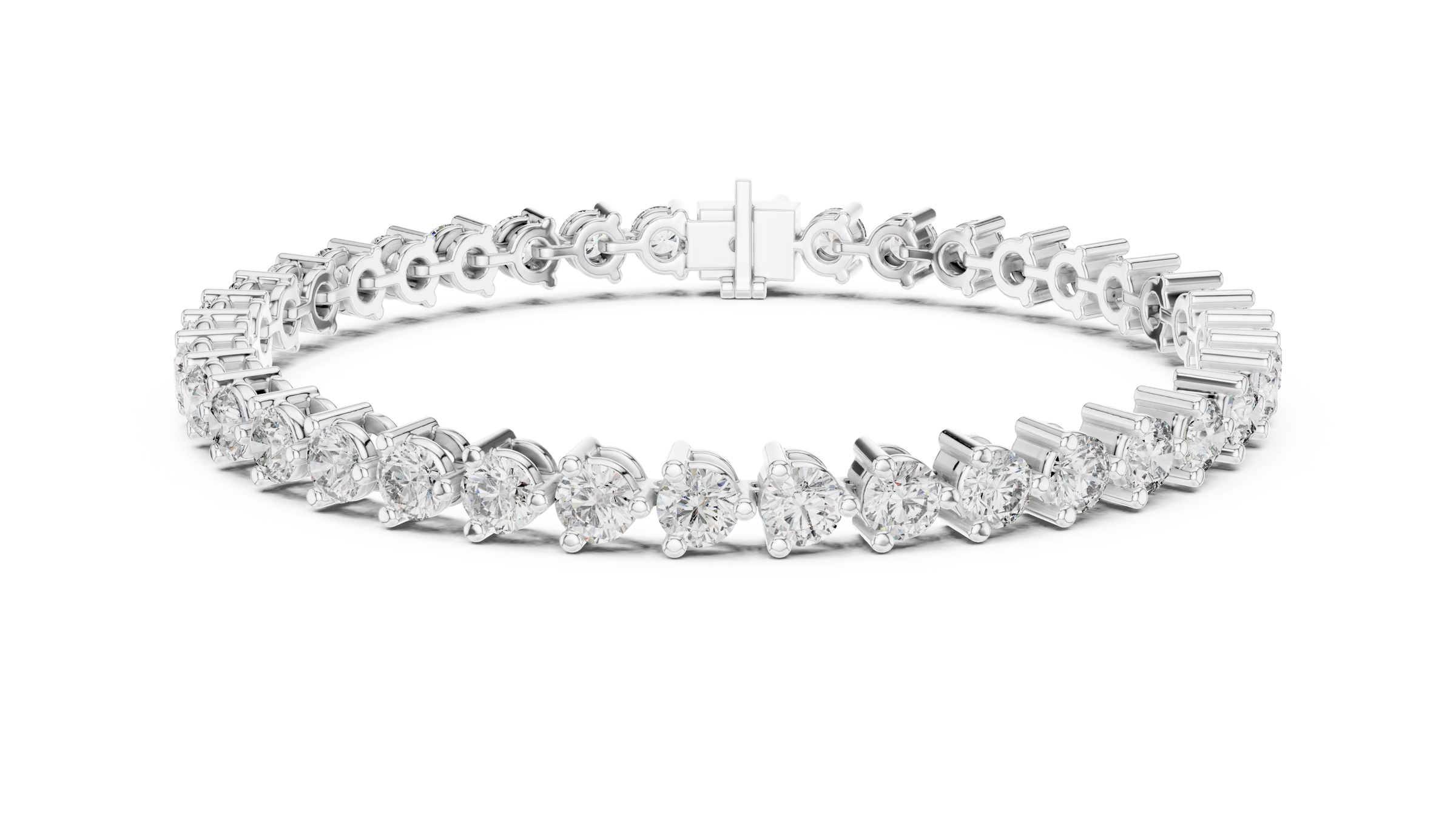 3 Prong Round Lab - Grown Diamond Tennis Bracelet in 18K Gold | 8 Carat