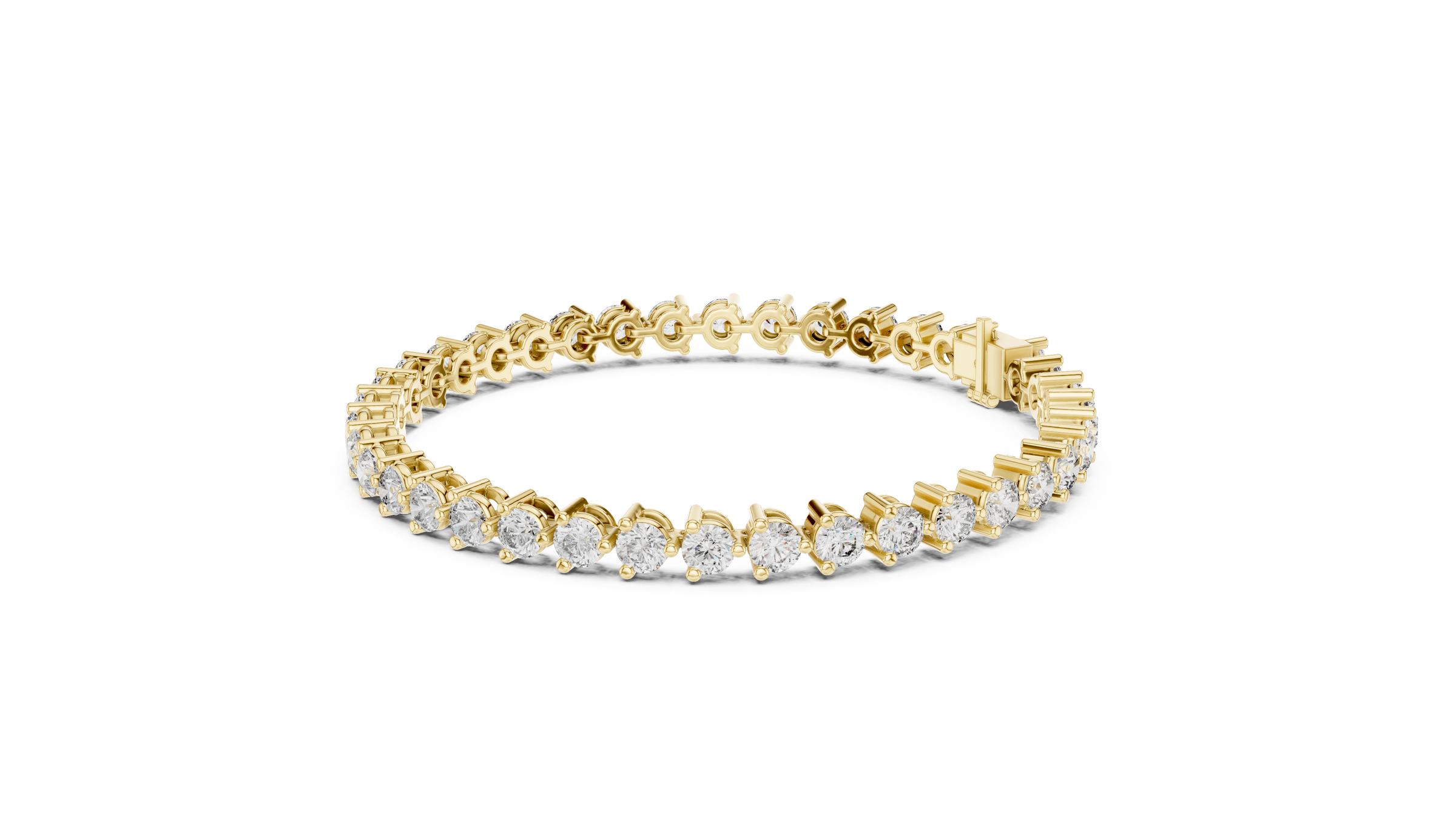 3 Prong Round Lab - Grown Diamond Tennis Bracelet in 18K Gold | 8 Carat