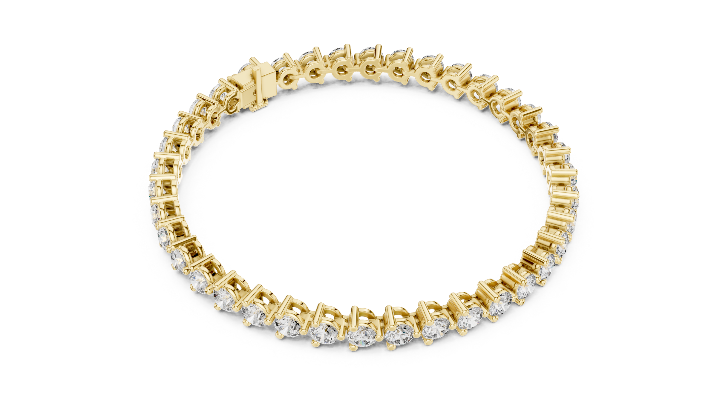 3 Prong Round Lab - Grown Diamond Tennis Bracelet in 18K Gold | 8 Carat