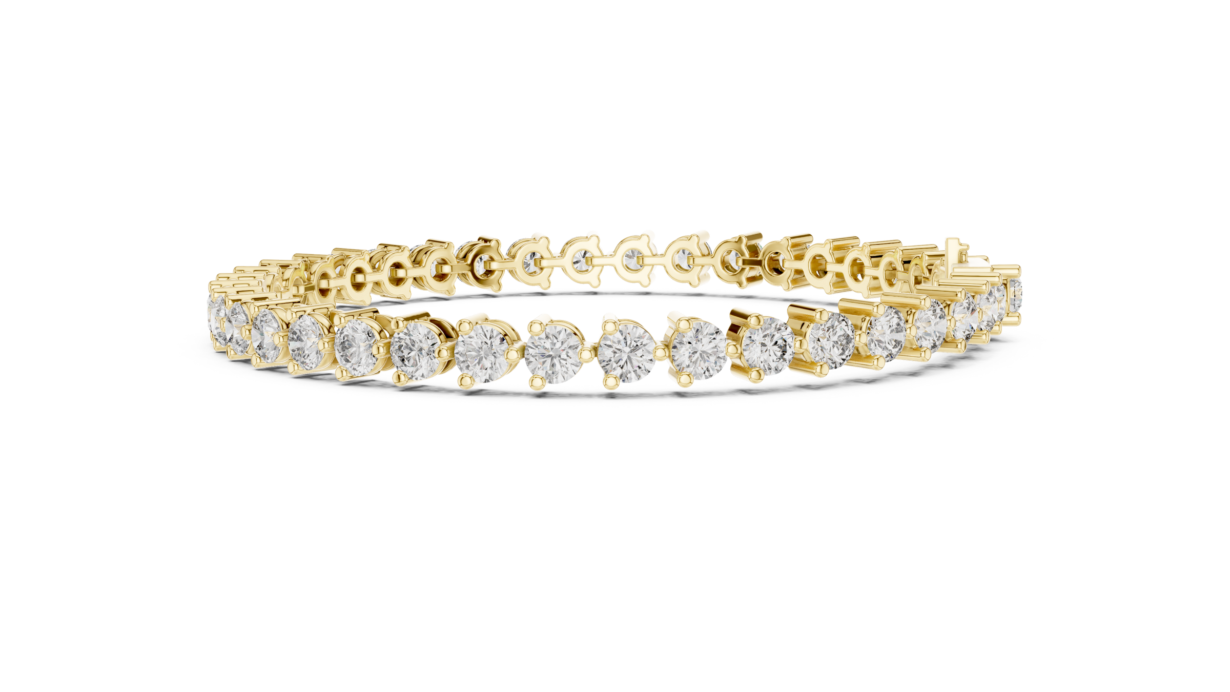 3 Prong Round Lab - Grown Diamond Tennis Bracelet in 18K Gold | 8 Carat