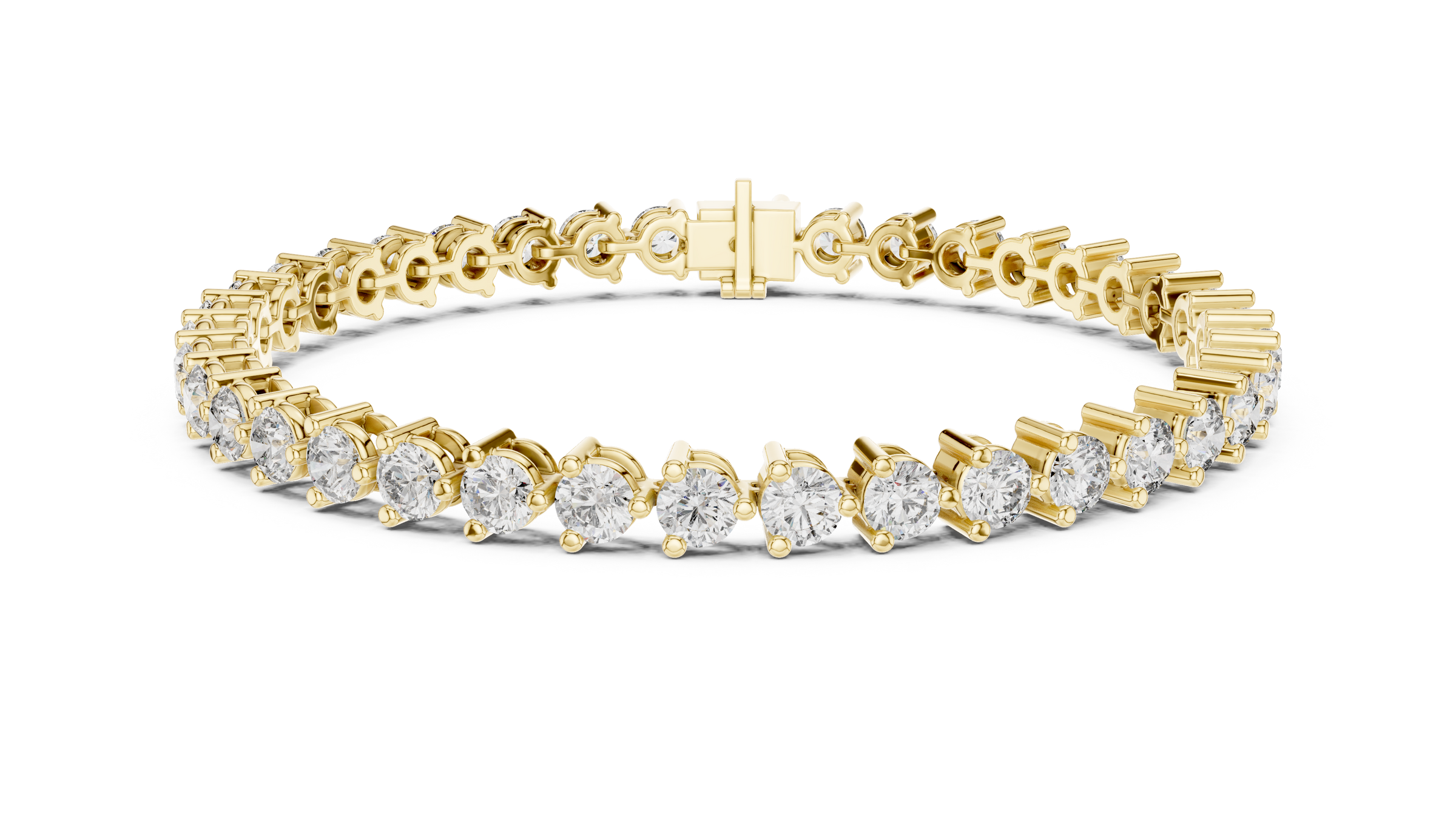 3 Prong Round Lab - Grown Diamond Tennis Bracelet in 18K Gold | 8 Carat