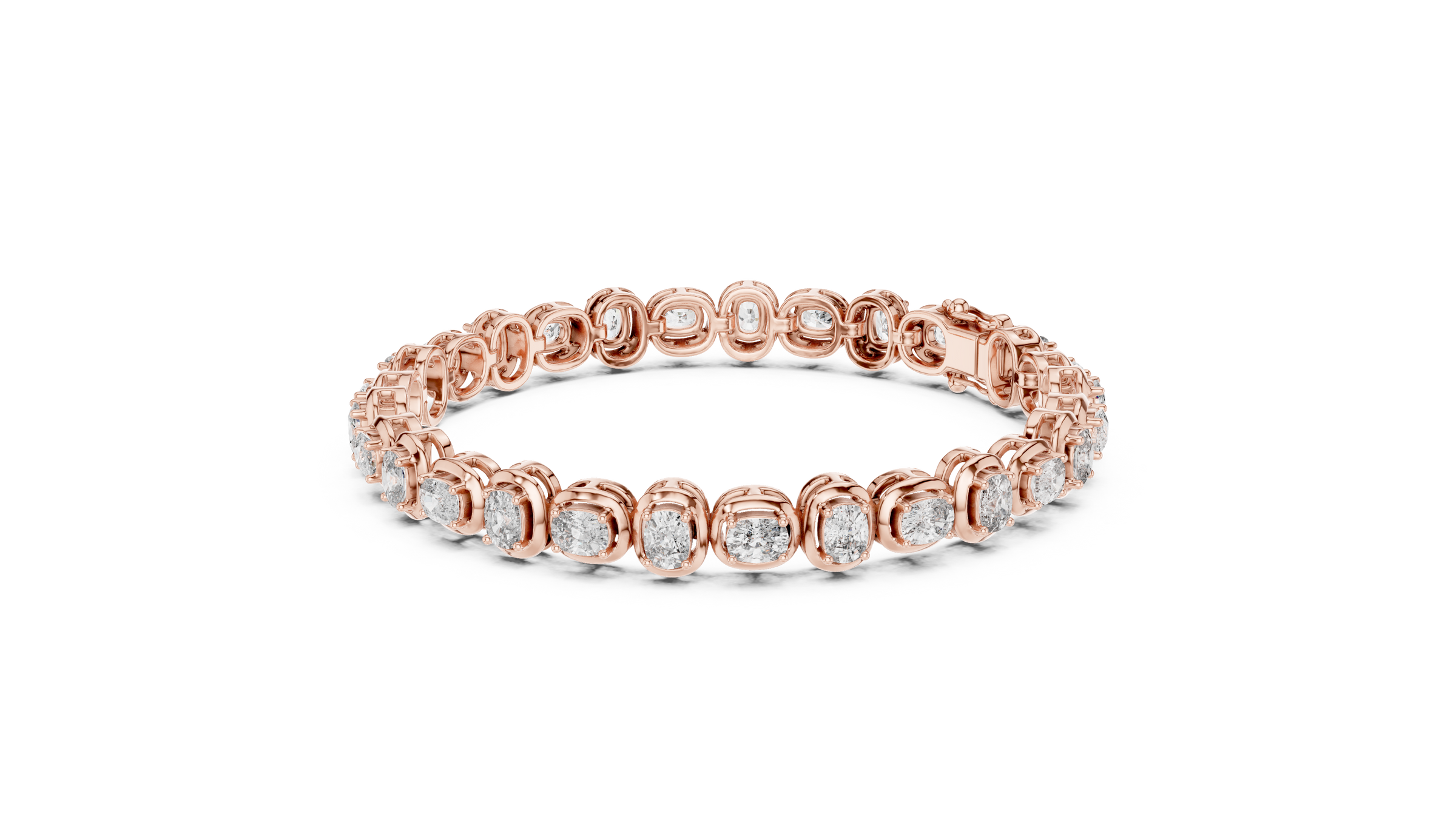 Bezel Style Cushion Lab - Grown Diamond Tennis Bracelet in 18K Gold | 5.6 Carat