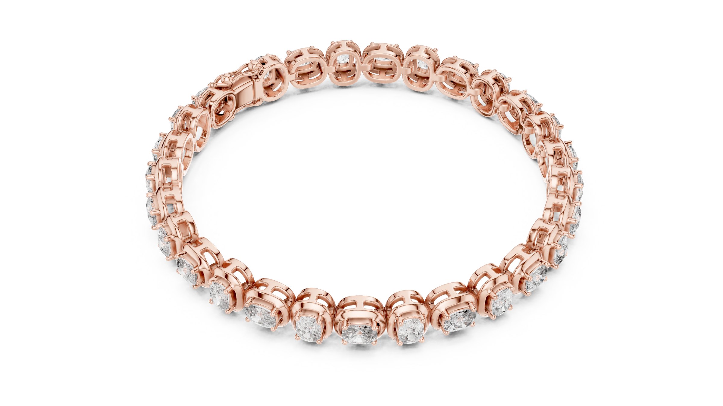 Bezel Style Cushion Lab - Grown Diamond Tennis Bracelet in 18K Gold | 5.6 Carat