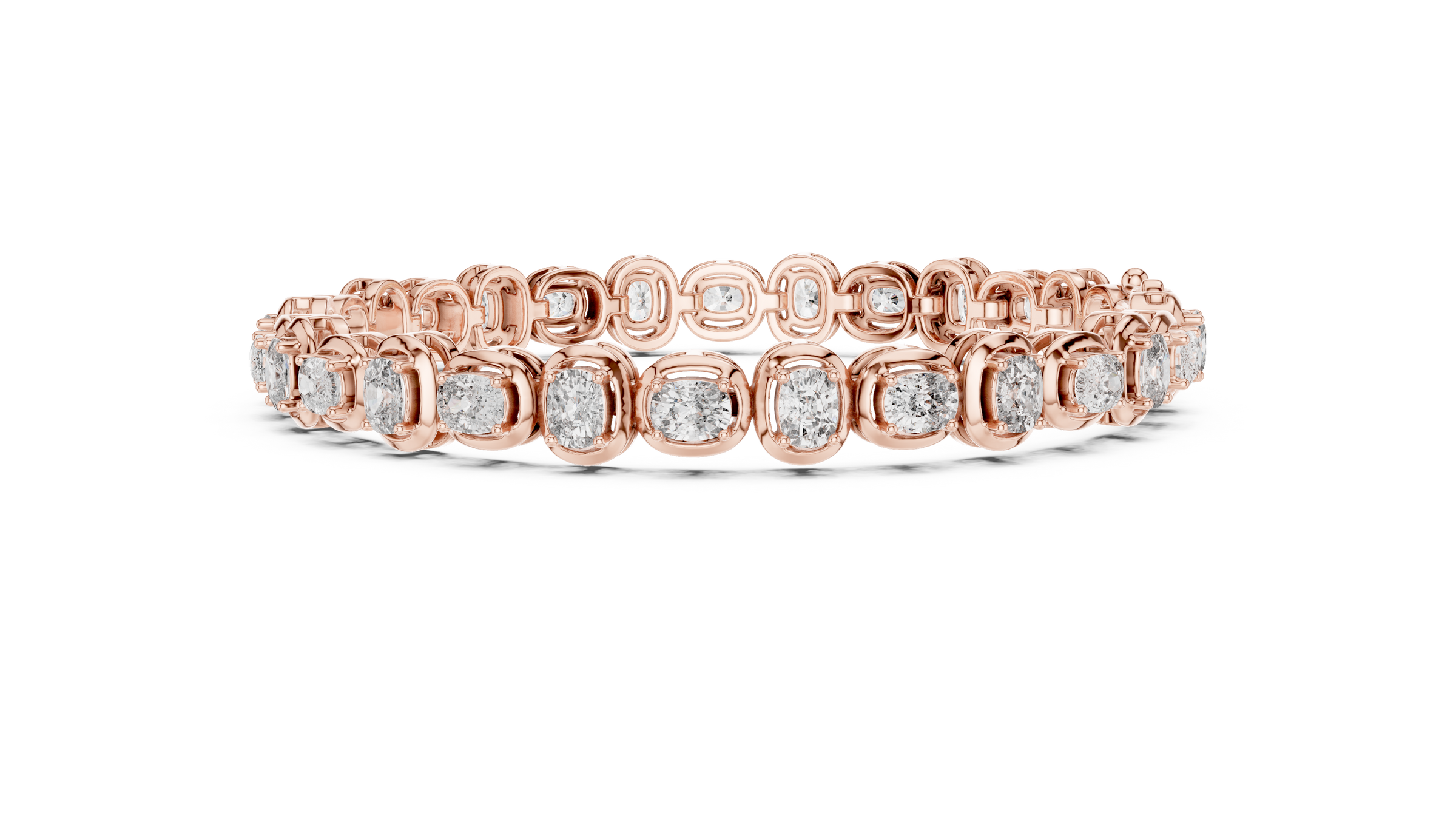 Bezel Style Cushion Lab - Grown Diamond Tennis Bracelet in 18K Gold | 5.6 Carat
