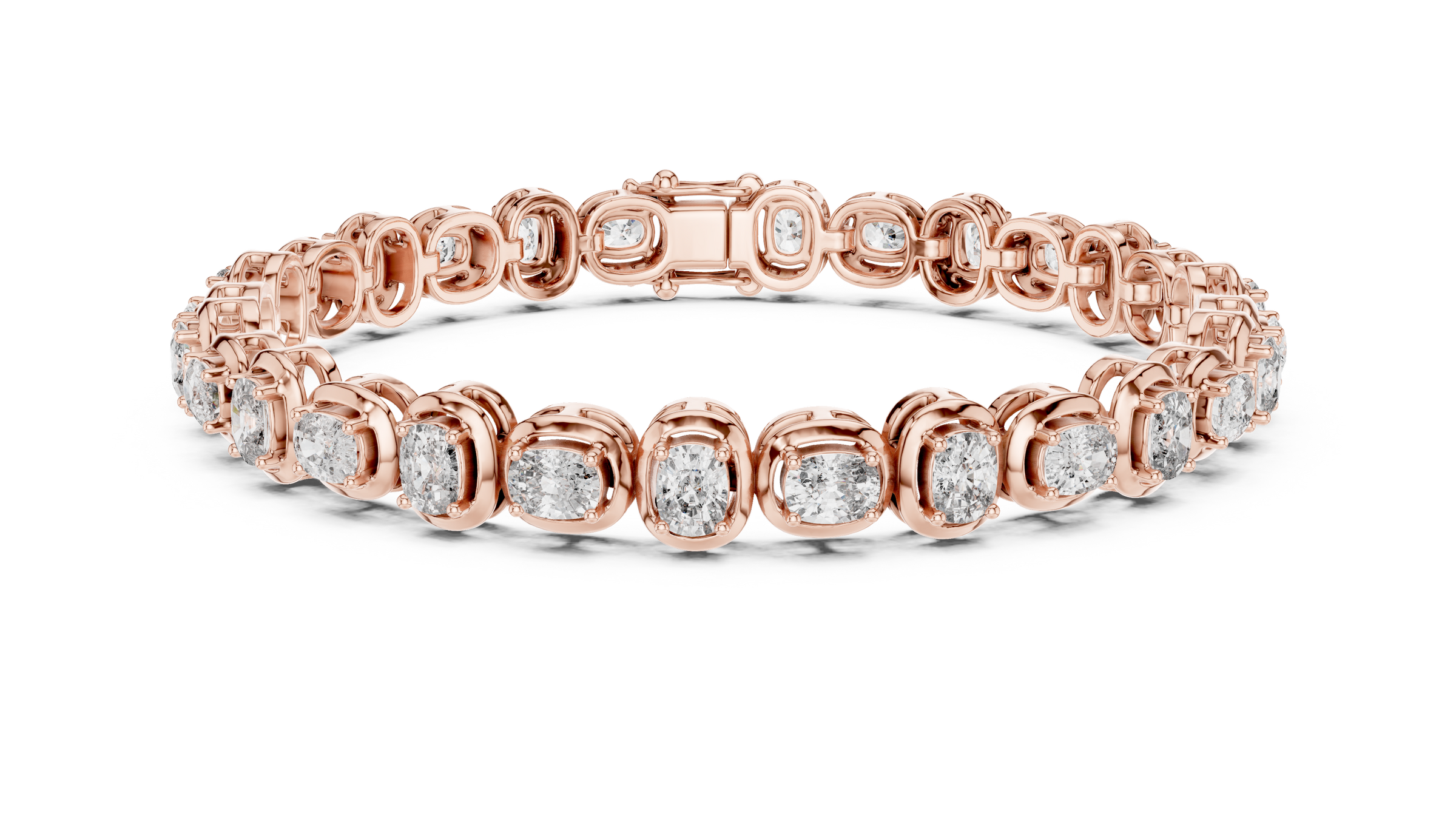 Bezel Style Cushion Lab - Grown Diamond Tennis Bracelet in 18K Gold | 5.6 Carat