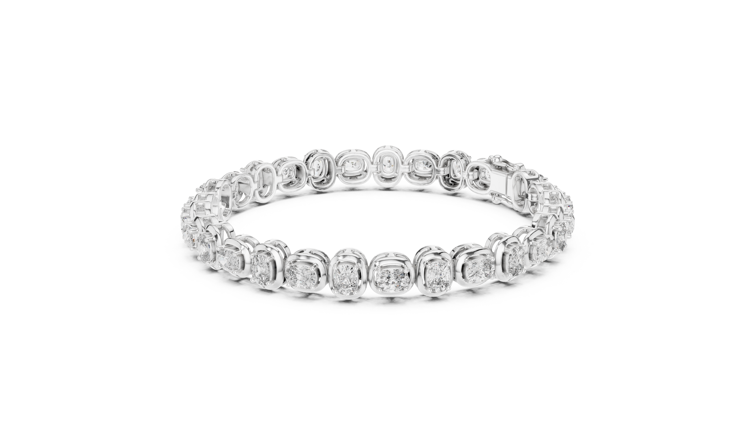 Bezel Style Cushion Lab - Grown Diamond Tennis Bracelet in 18K Gold | 5.6 Carat