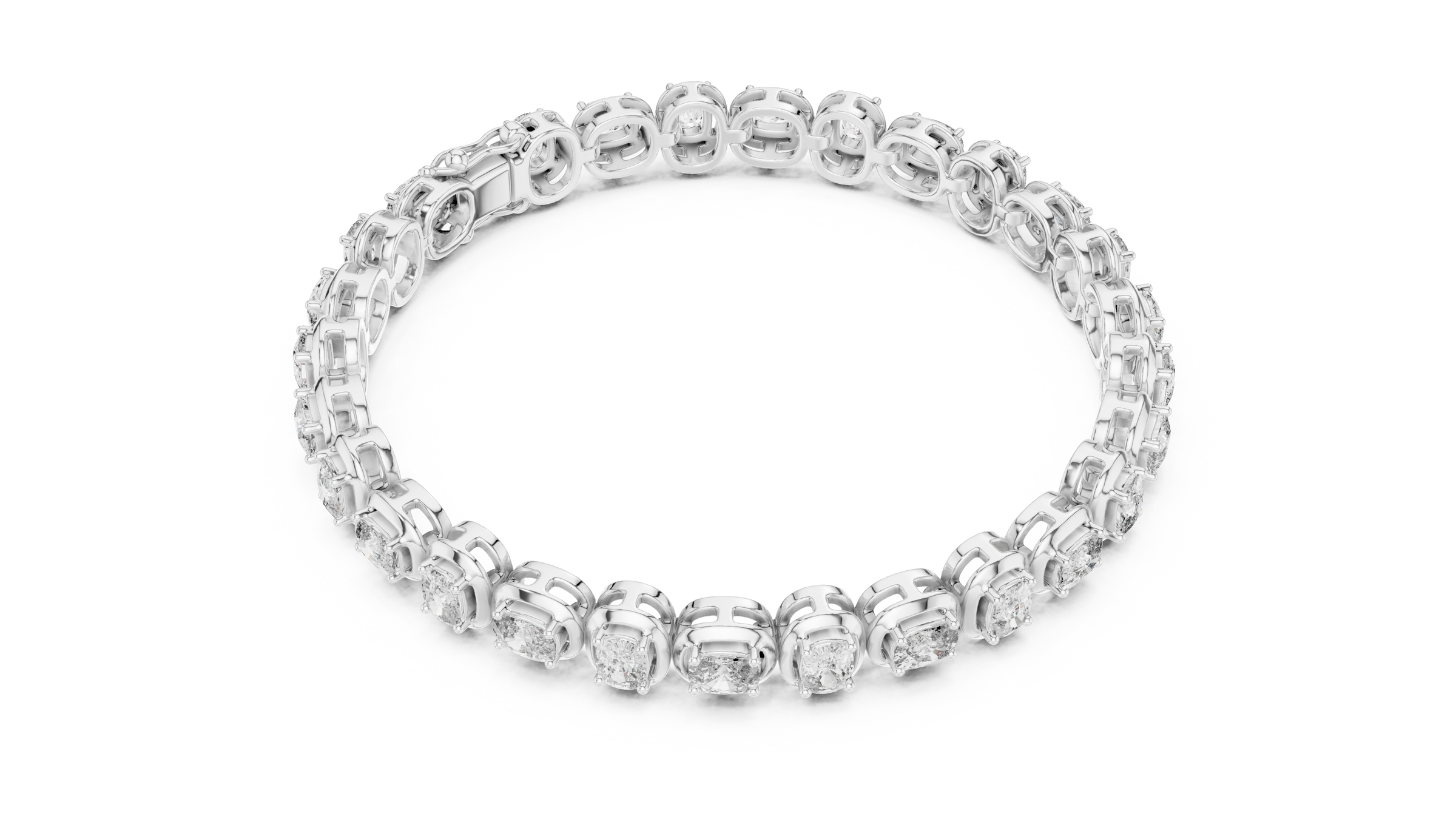 Bezel Style Cushion Lab - Grown Diamond Tennis Bracelet in 18K Gold | 5.6 Carat