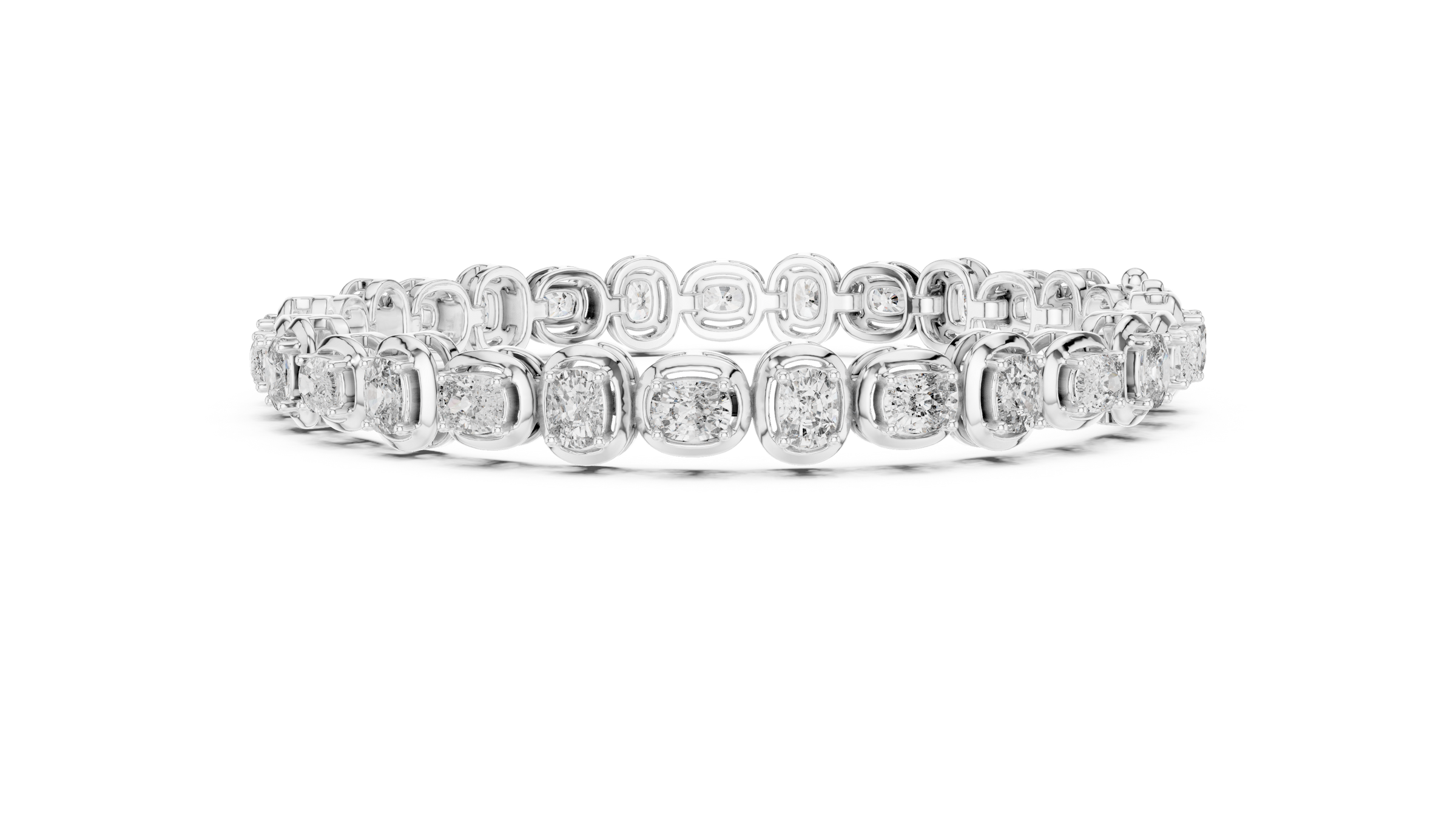 Bezel Style Cushion Lab - Grown Diamond Tennis Bracelet in 18K Gold | 5.6 Carat