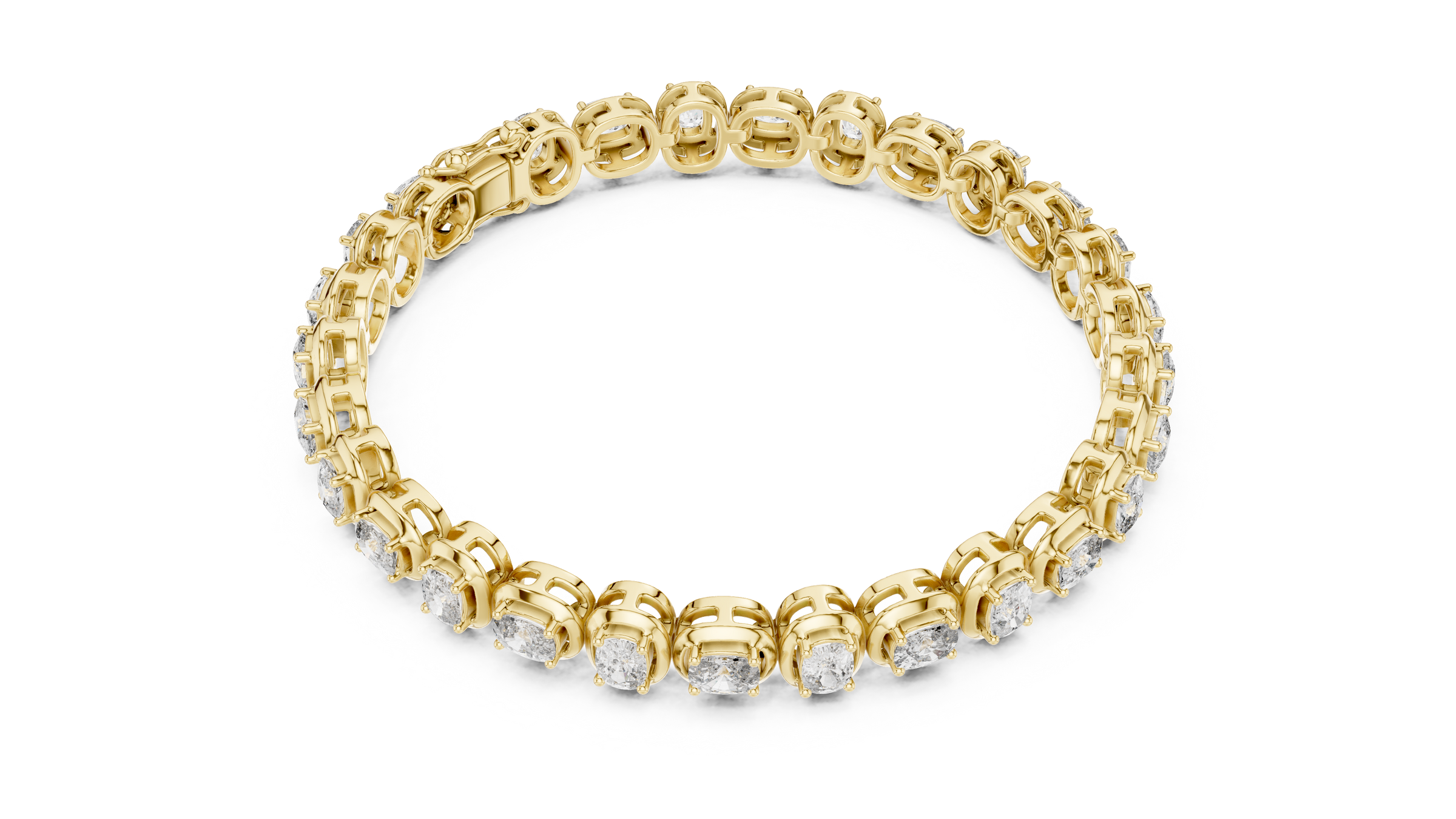Bezel Style Cushion Lab - Grown Diamond Tennis Bracelet in 18K Gold | 5.6 Carat