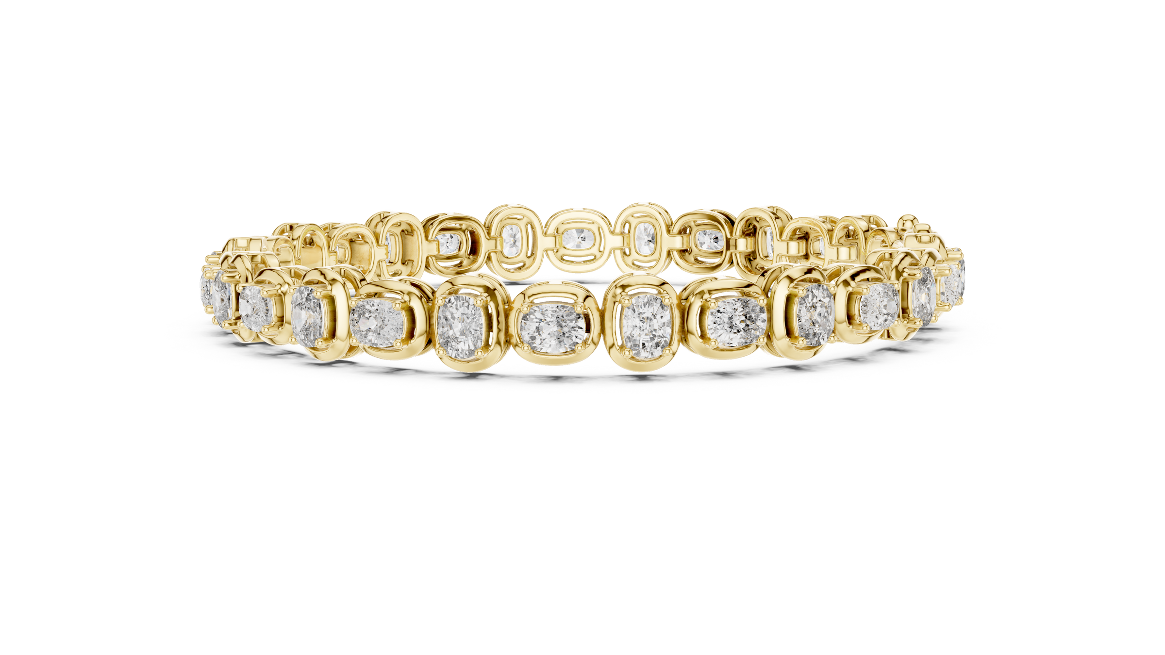 Bezel Style Cushion Lab - Grown Diamond Tennis Bracelet in 18K Gold | 5.6 Carat