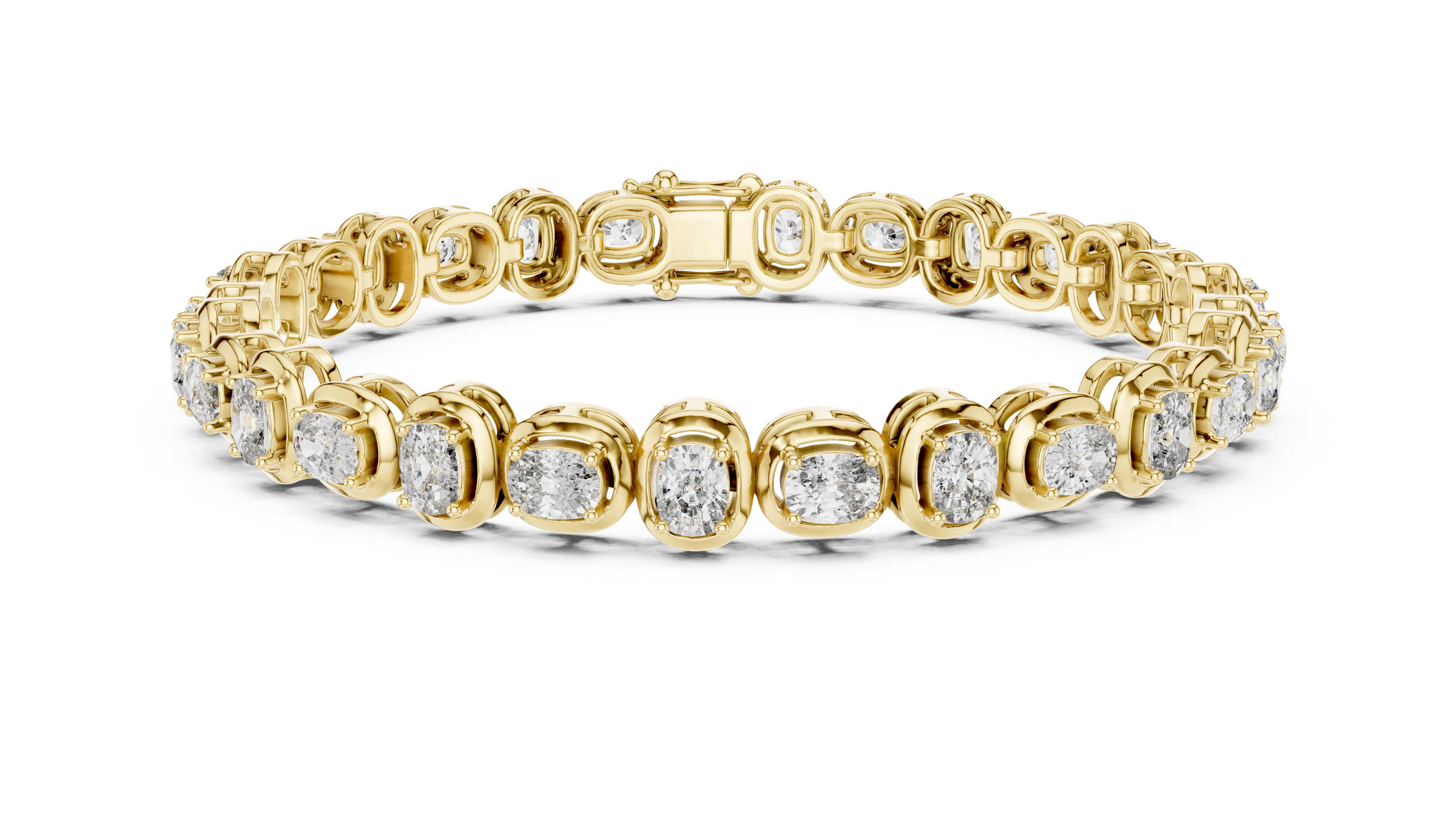 Bezel Style Cushion Lab - Grown Diamond Tennis Bracelet in 18K Gold | 5.6 Carat