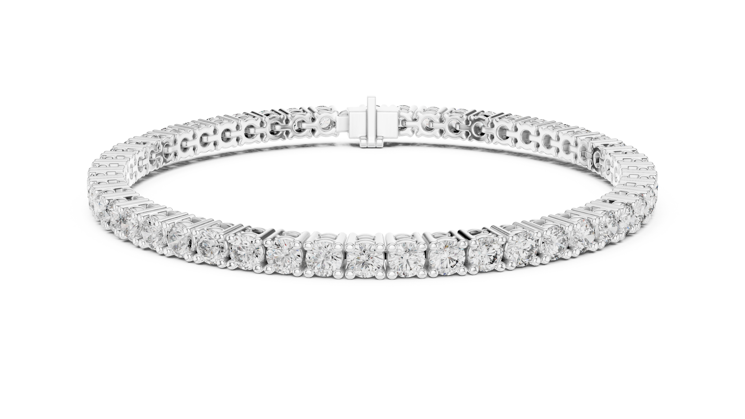 Round Lab-Grown Diamond Tennis Bracelet in 18K Gold | 4 Prong Setting | 6 Carat