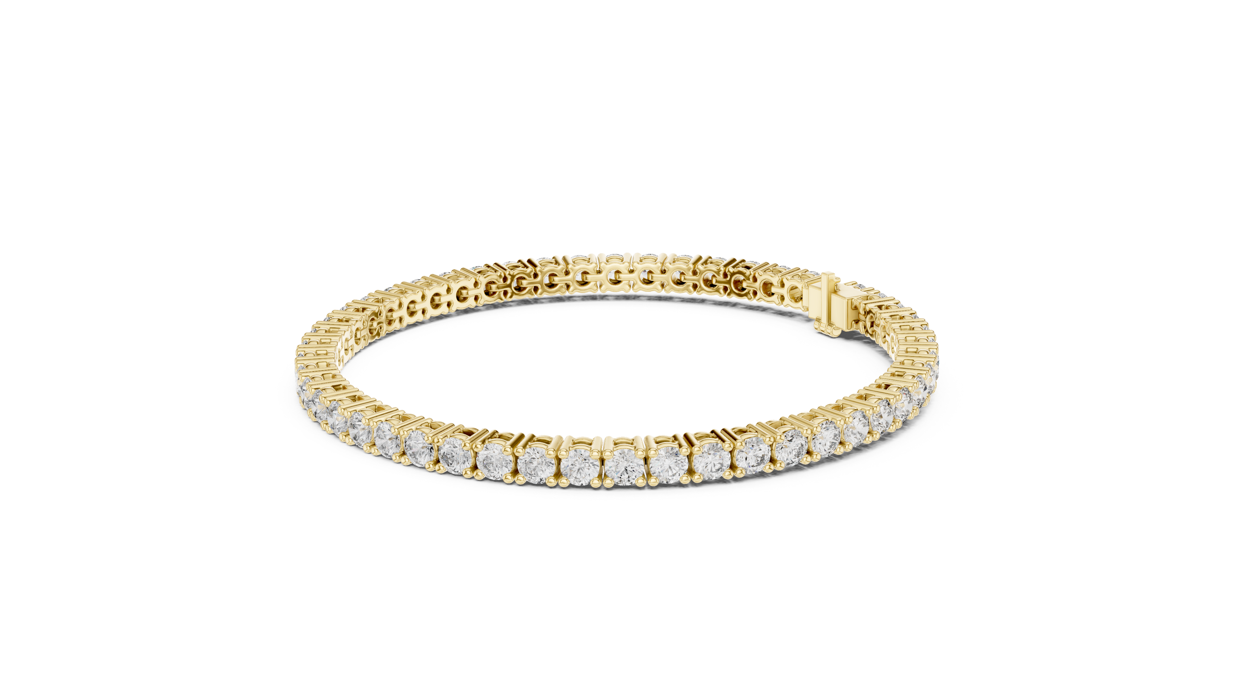 Round Lab-Grown Diamond Tennis Bracelet in 18K Gold | 4 Prong Setting | 6 Carat
