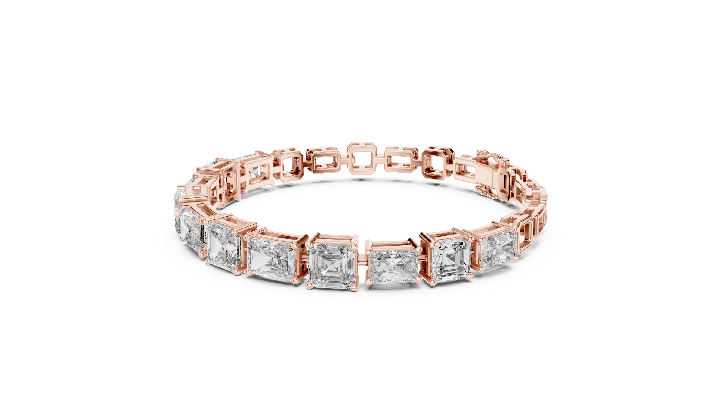 Radiant & Square Emerald Lab-Grown Diamond Tennis Bracelet in 18K Gold | 12.5 Carat