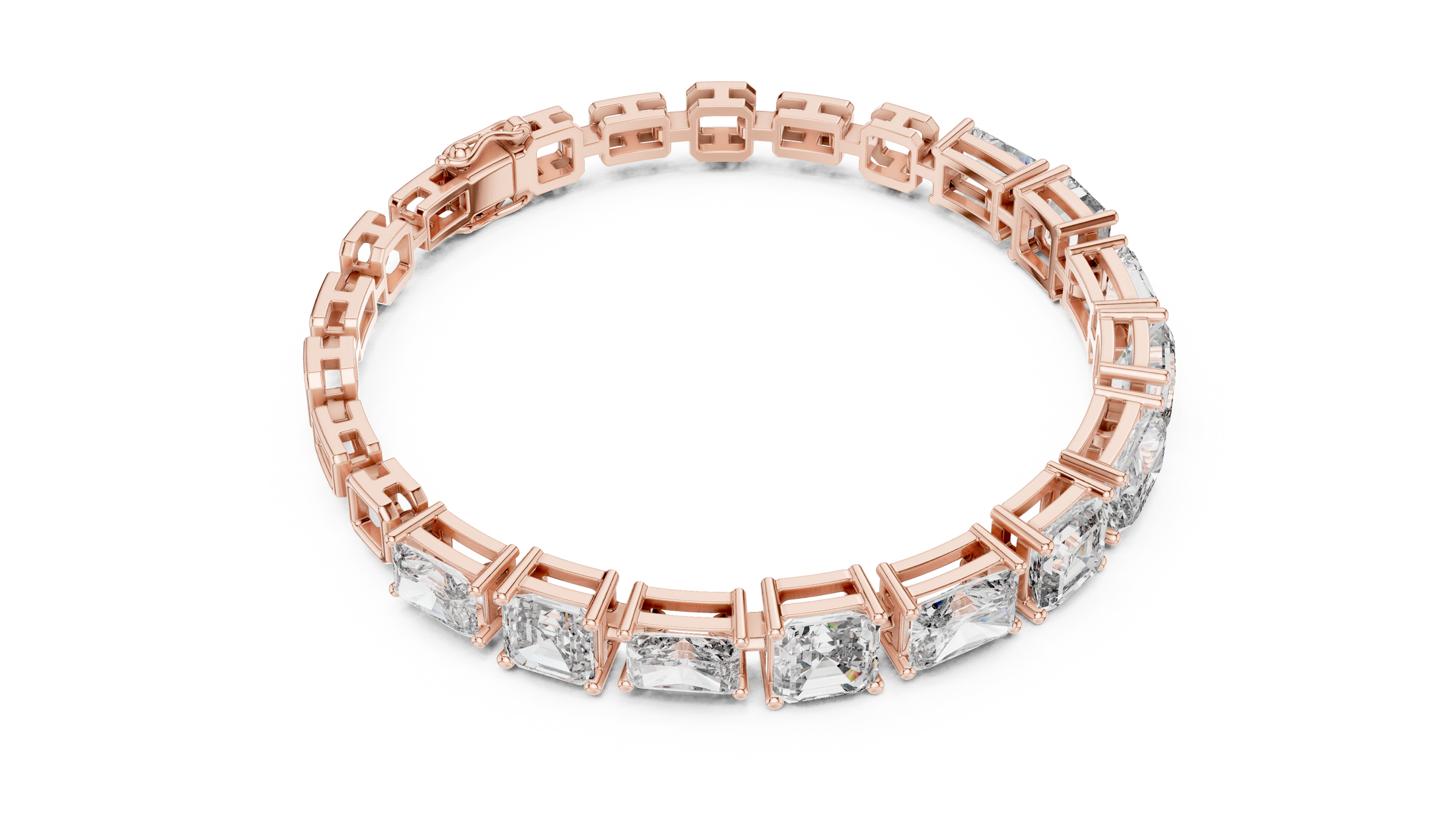 Radiant & Square Emerald Lab-Grown Diamond Tennis Bracelet in 18K Gold | 12.5 Carat