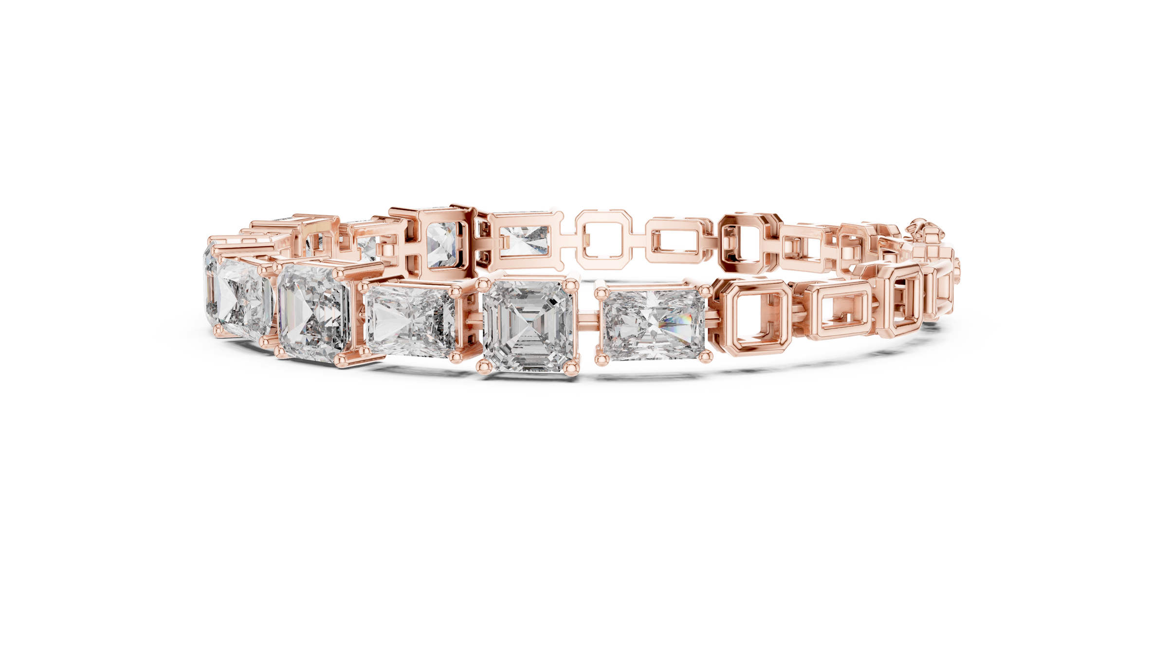 Radiant & Square Emerald Lab-Grown Diamond Tennis Bracelet in 18K Gold | 12.5 Carat