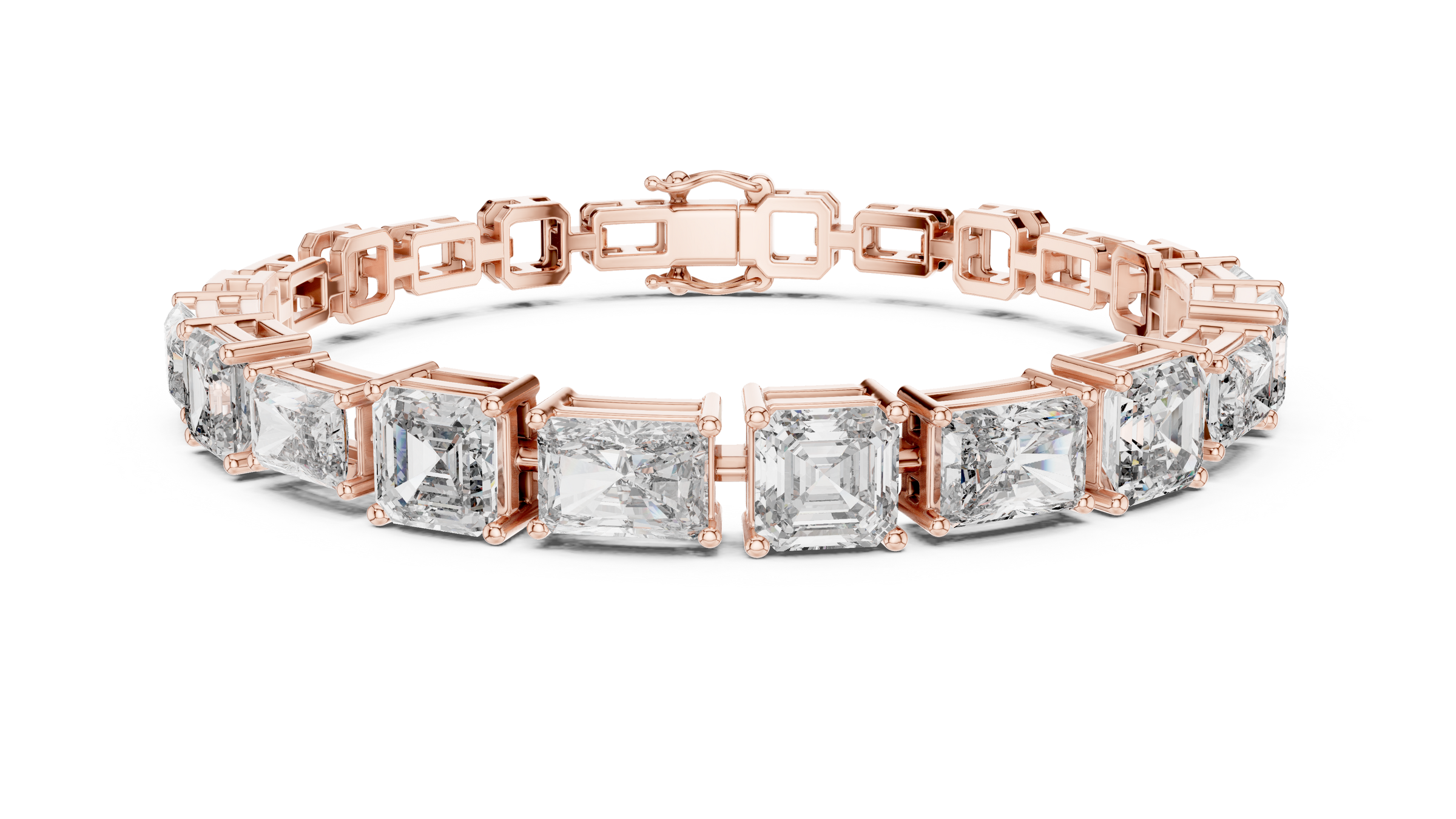 Radiant & Square Emerald Lab-Grown Diamond Tennis Bracelet in 18K Gold | 12.5 Carat