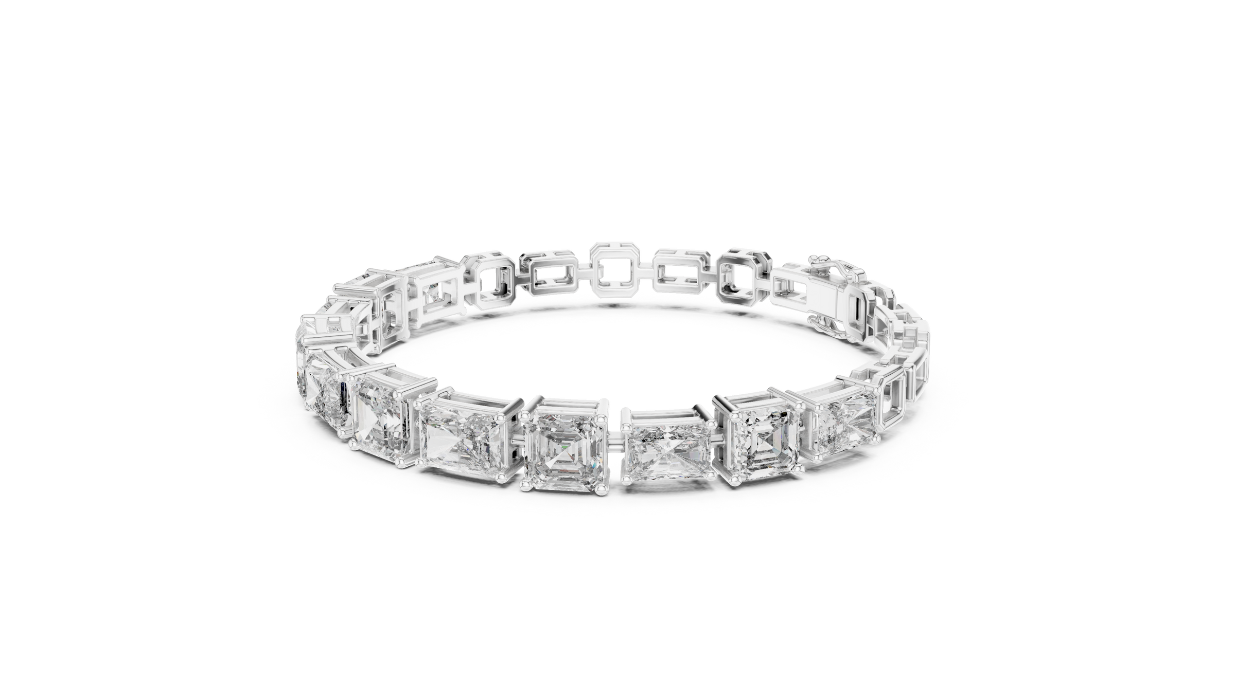Radiant & Square Emerald Lab-Grown Diamond Tennis Bracelet in 18K Gold | 12.5 Carat