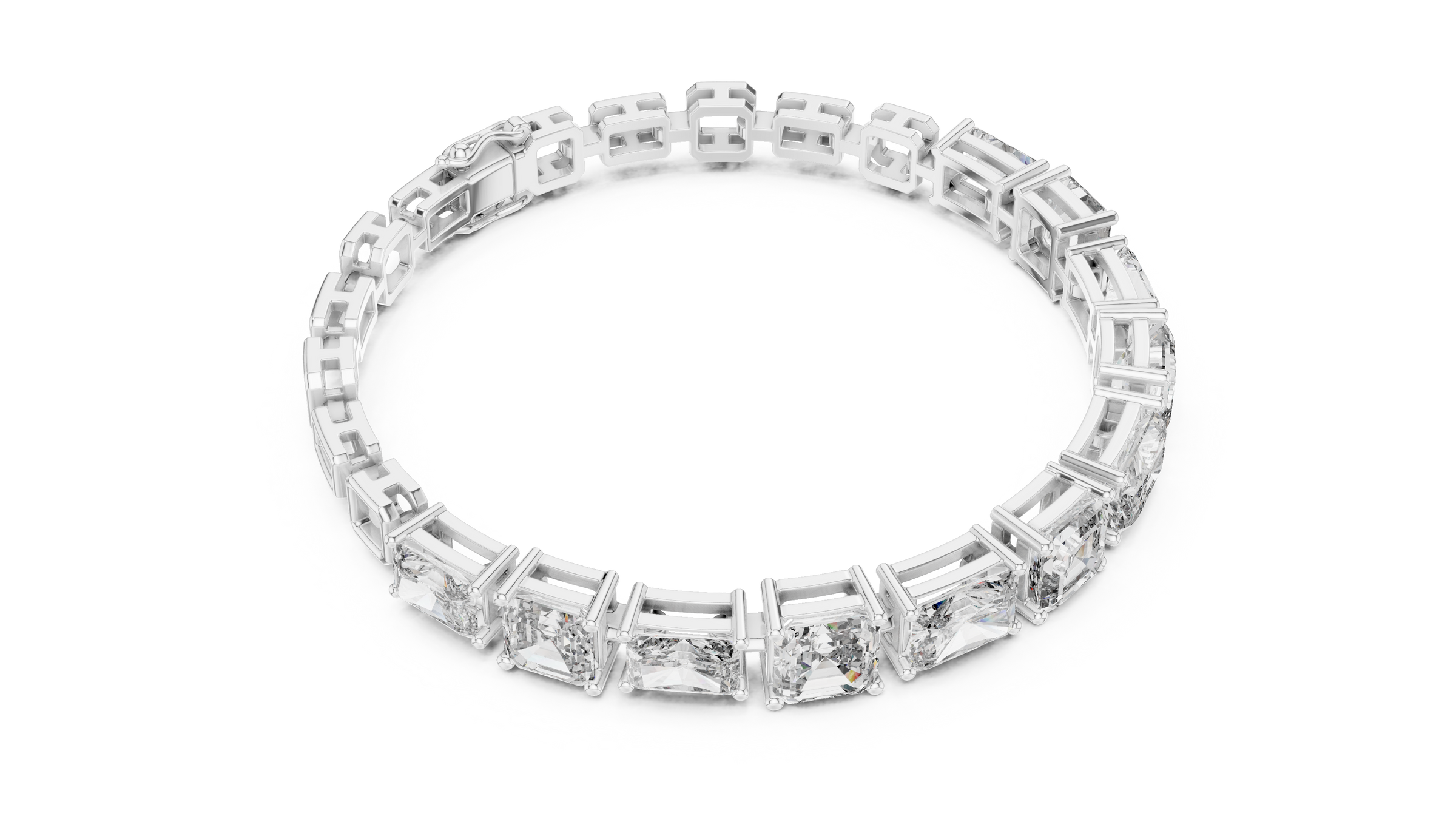 Radiant & Square Emerald Lab-Grown Diamond Tennis Bracelet in 18K Gold | 12.5 Carat