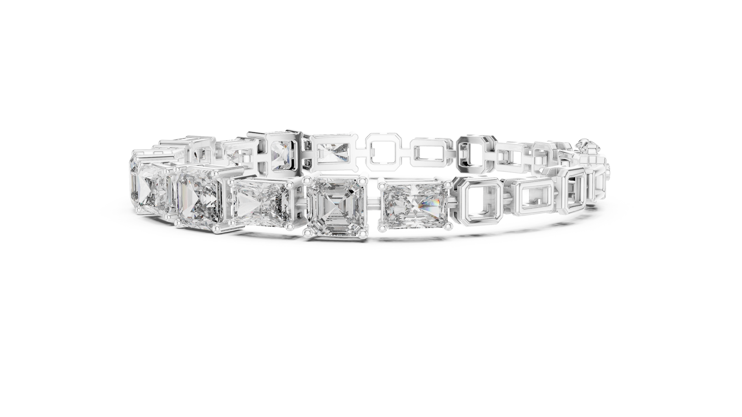 Radiant & Square Emerald Lab-Grown Diamond Tennis Bracelet in 18K Gold | 12.5 Carat