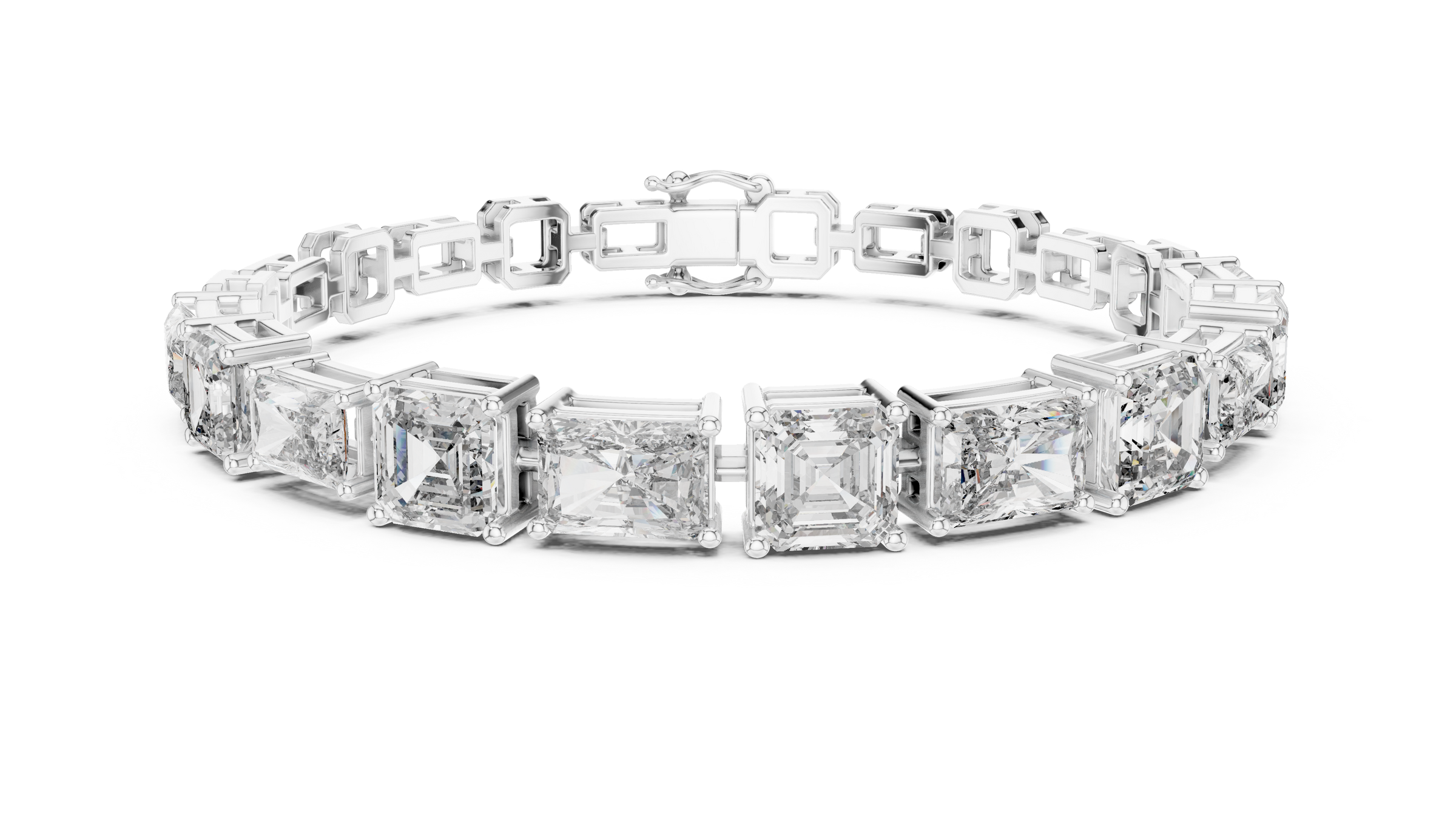 Radiant & Square Emerald Lab-Grown Diamond Tennis Bracelet in 18K Gold | 12.5 Carat