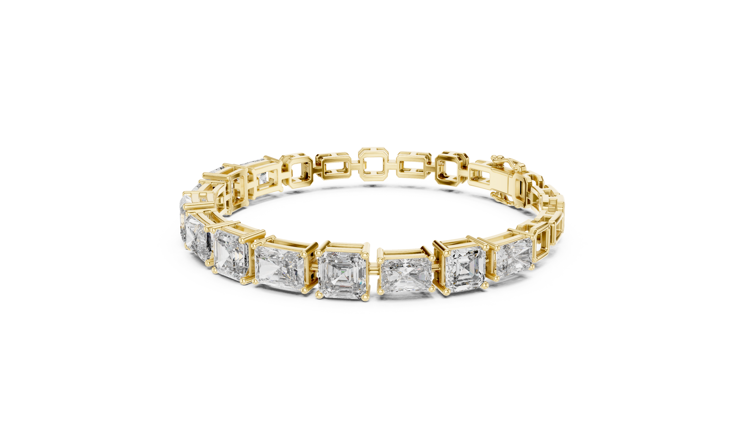 Radiant & Square Emerald Lab-Grown Diamond Tennis Bracelet in 18K Gold | 12.5 Carat