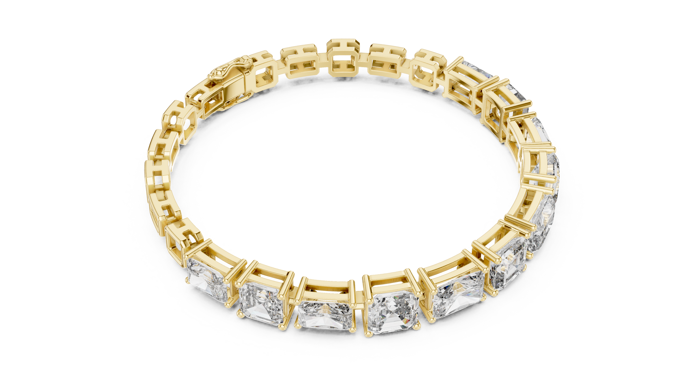 Radiant & Square Emerald Lab-Grown Diamond Tennis Bracelet in 18K Gold | 12.5 Carat