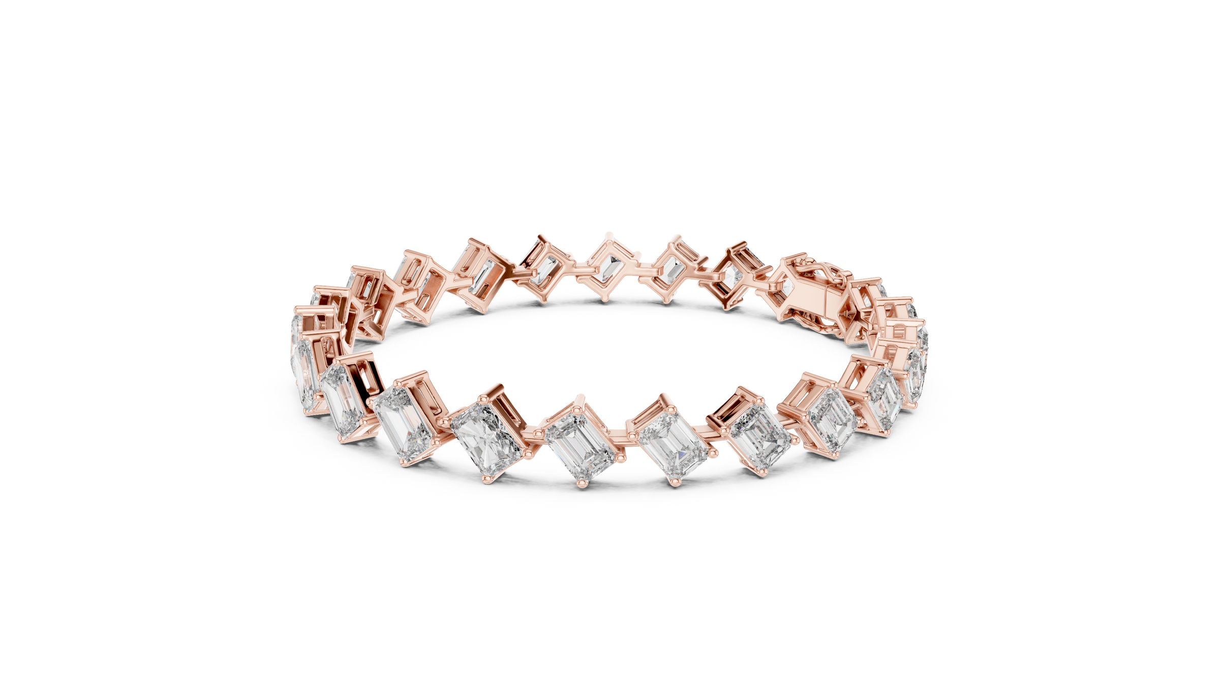 Graduated Radiant & Emerald Lab-Grown Diamond Tennis Bracelet in 18K Gold | 12.5 Carat