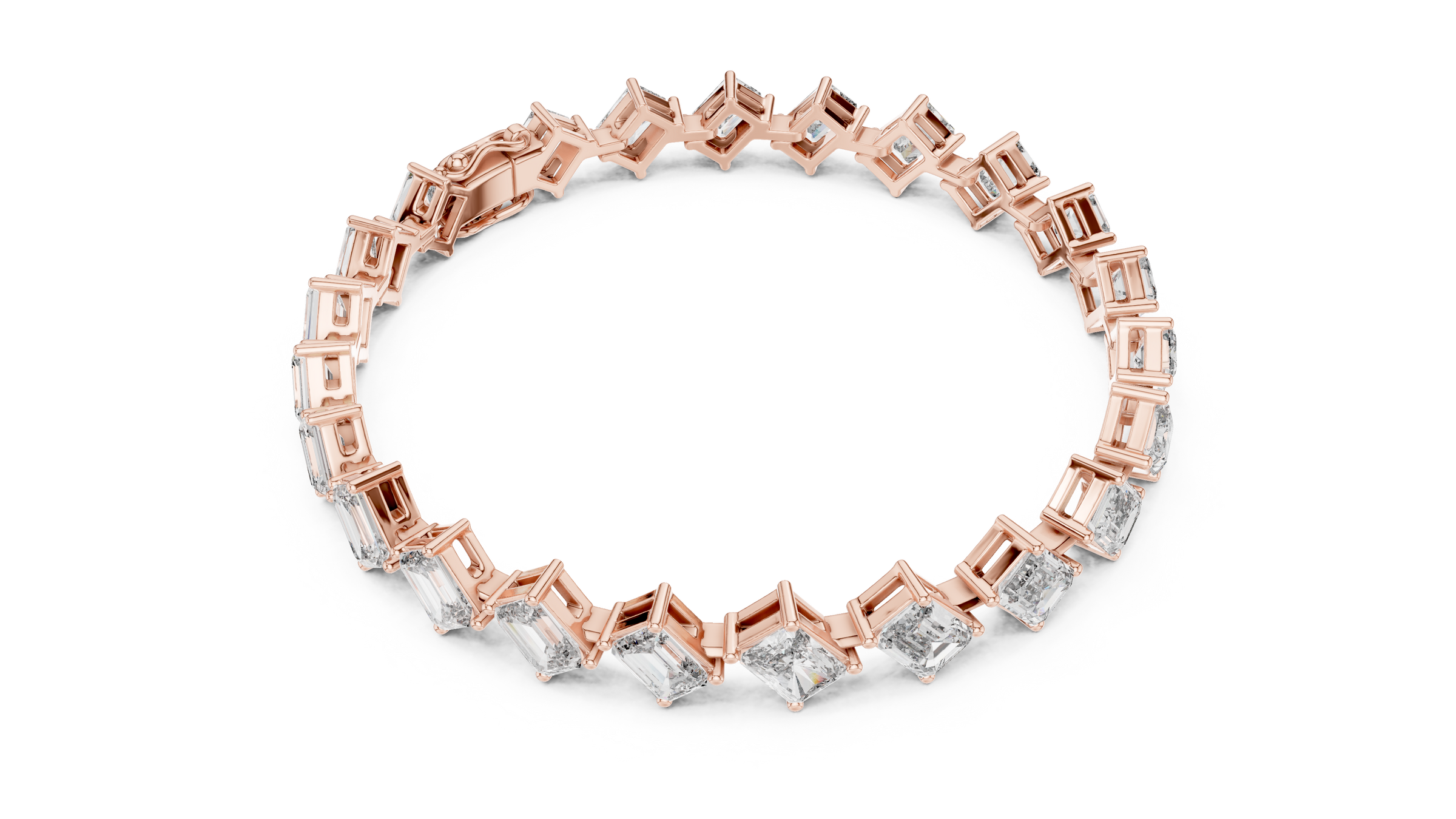 Graduated Radiant & Emerald Lab-Grown Diamond Tennis Bracelet in 18K Gold | 12.5 Carat