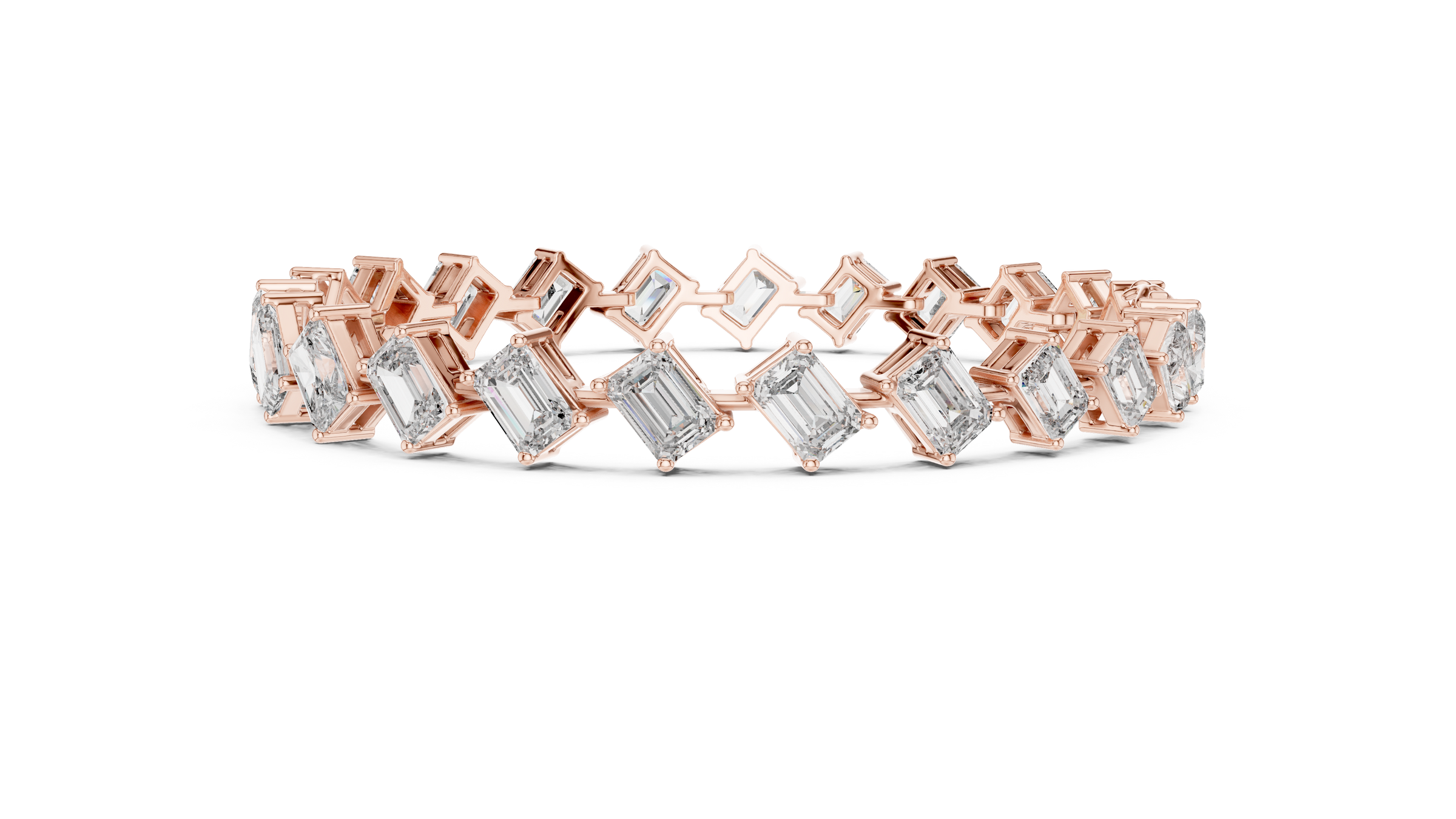 Graduated Radiant & Emerald Lab-Grown Diamond Tennis Bracelet in 18K Gold | 12.5 Carat