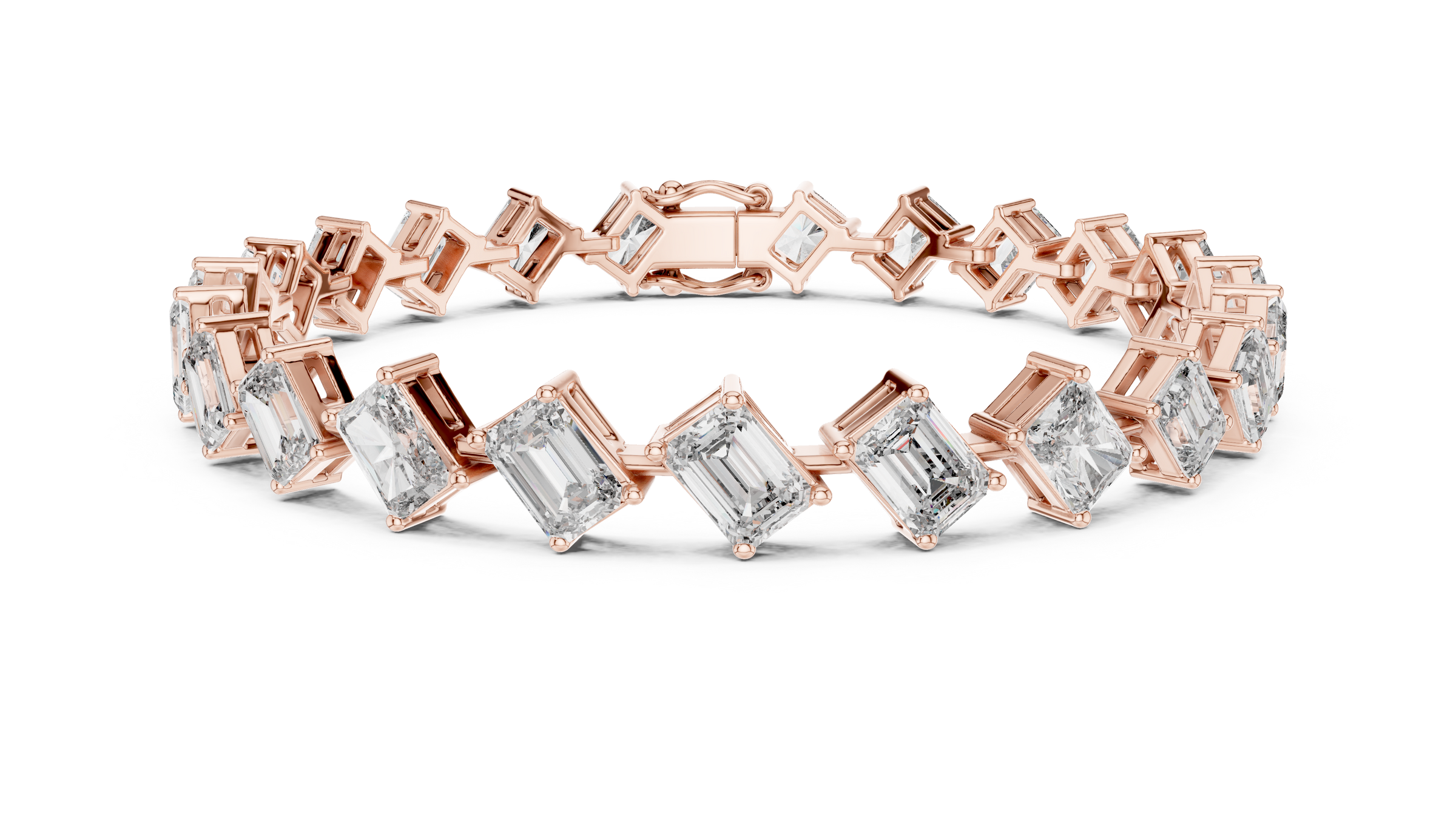 Graduated Radiant & Emerald Lab-Grown Diamond Tennis Bracelet in 18K Gold | 12.5 Carat