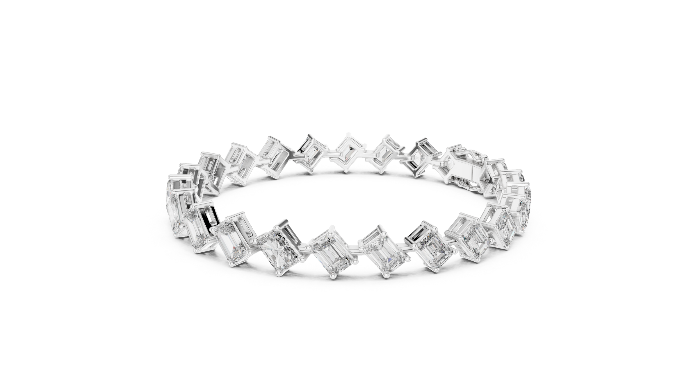 Graduated Radiant & Emerald Lab-Grown Diamond Tennis Bracelet in 18K Gold | 12.5 Carat