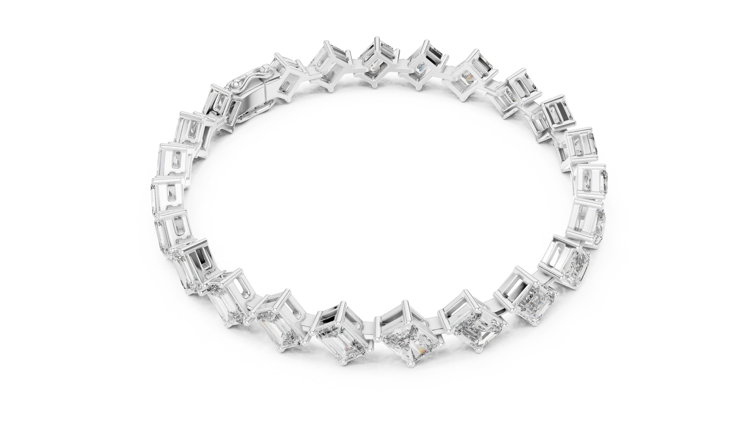 Graduated Radiant & Emerald Lab-Grown Diamond Tennis Bracelet in 18K Gold | 12.5 Carat