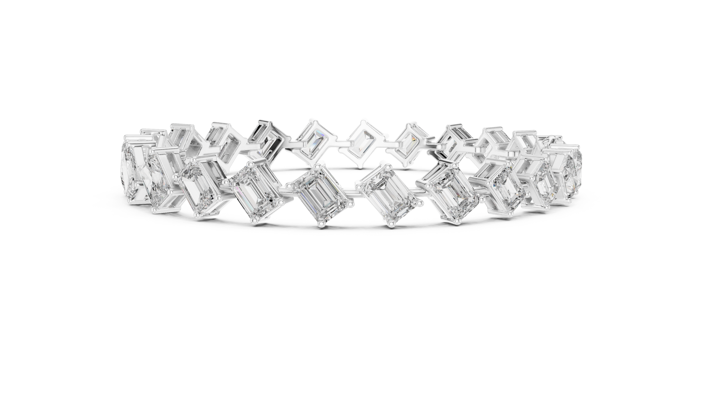 Graduated Radiant & Emerald Lab-Grown Diamond Tennis Bracelet in 18K Gold | 12.5 Carat