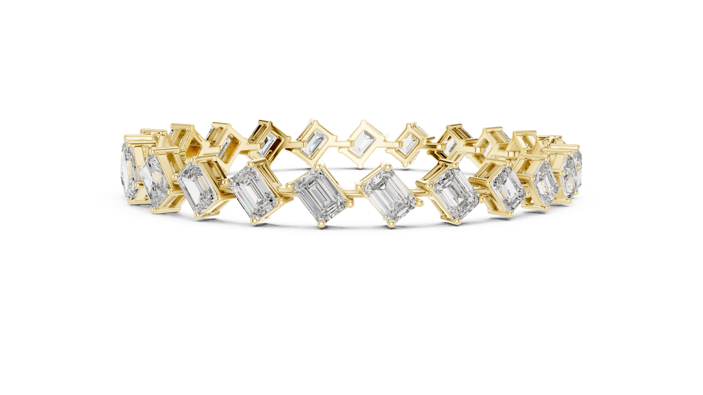 Graduated Radiant & Emerald Lab-Grown Diamond Tennis Bracelet in 18K Gold | 12.5 Carat