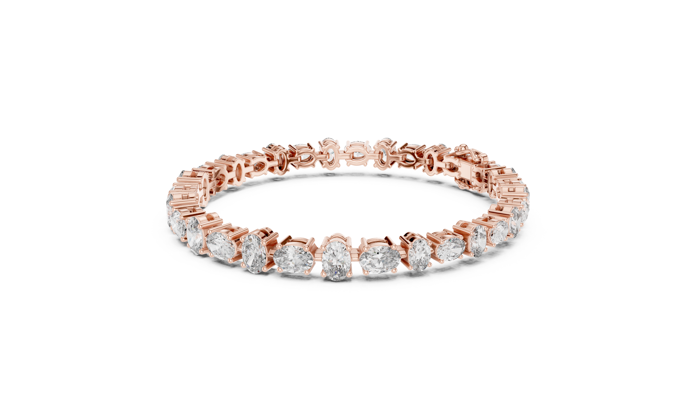 Graduated Alternating Horizontal & Vertical Oval Lab-Grown Diamond Tennis Bracelet in 18K Gold | 7.3 Carat