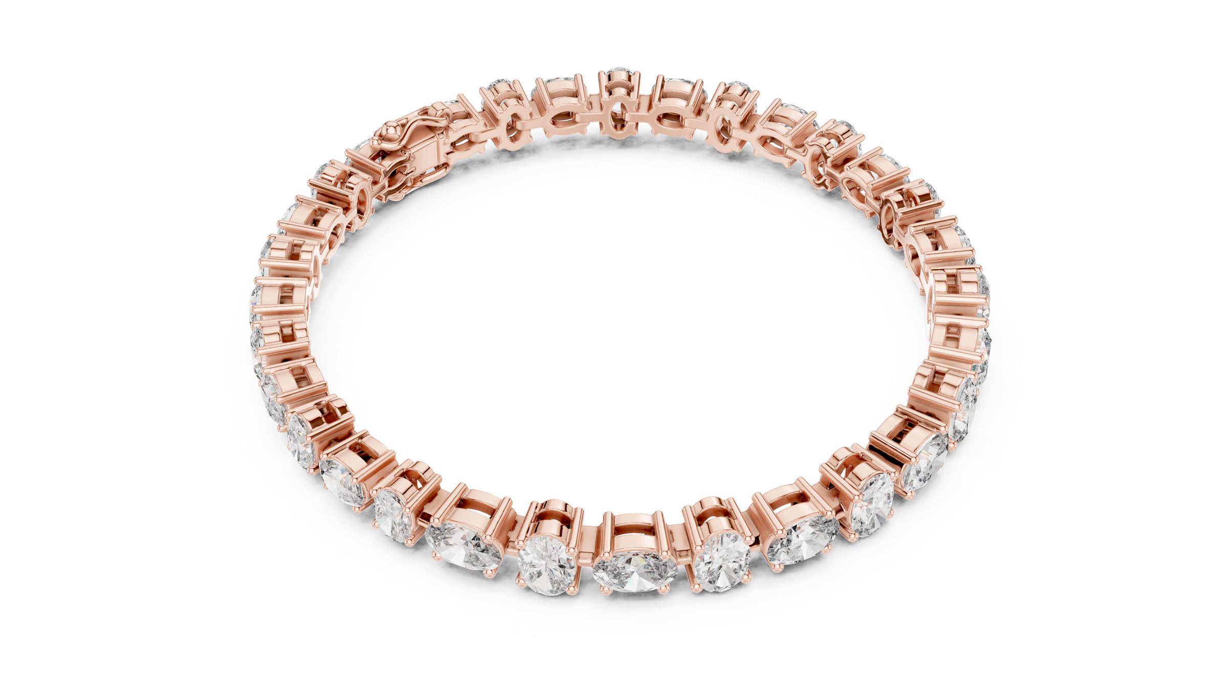 Graduated Alternating Horizontal & Vertical Oval Lab-Grown Diamond Tennis Bracelet in 18K Gold | 7.3 Carat