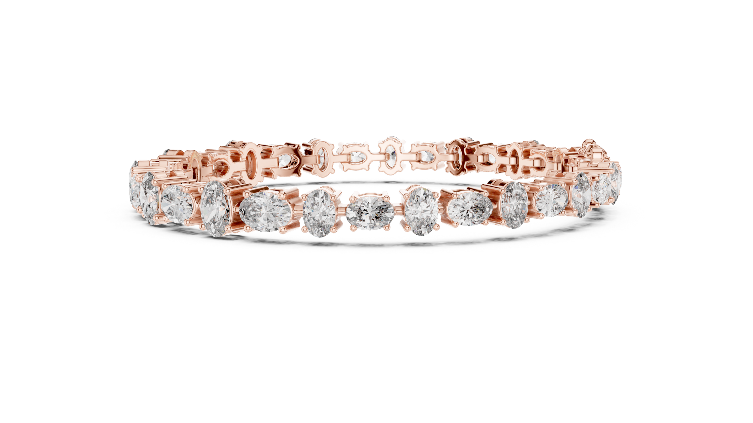 Graduated Alternating Horizontal & Vertical Oval Lab-Grown Diamond Tennis Bracelet in 18K Gold | 7.3 Carat