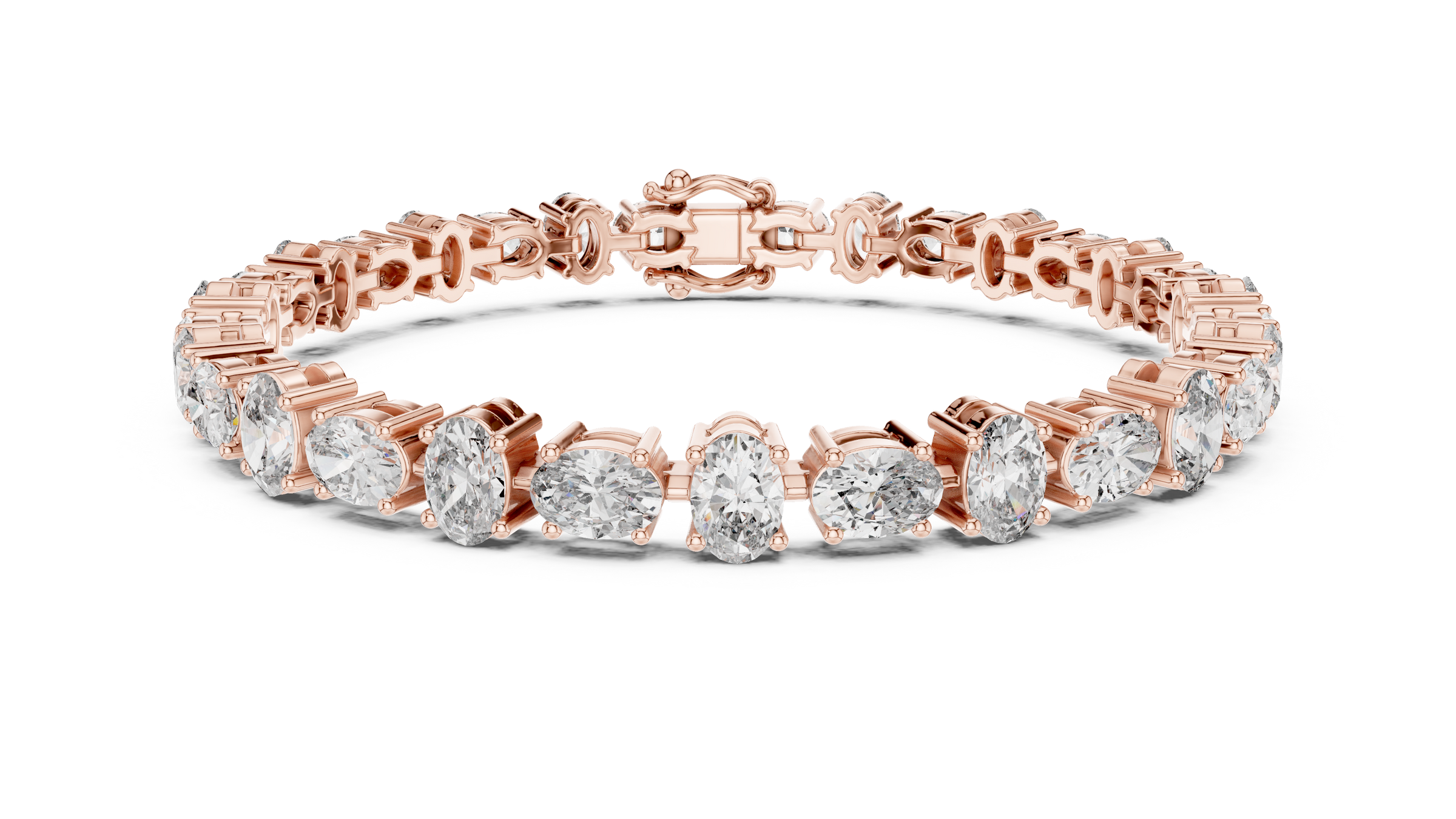 Graduated Alternating Horizontal & Vertical Oval Lab-Grown Diamond Tennis Bracelet in 18K Gold | 7.3 Carat