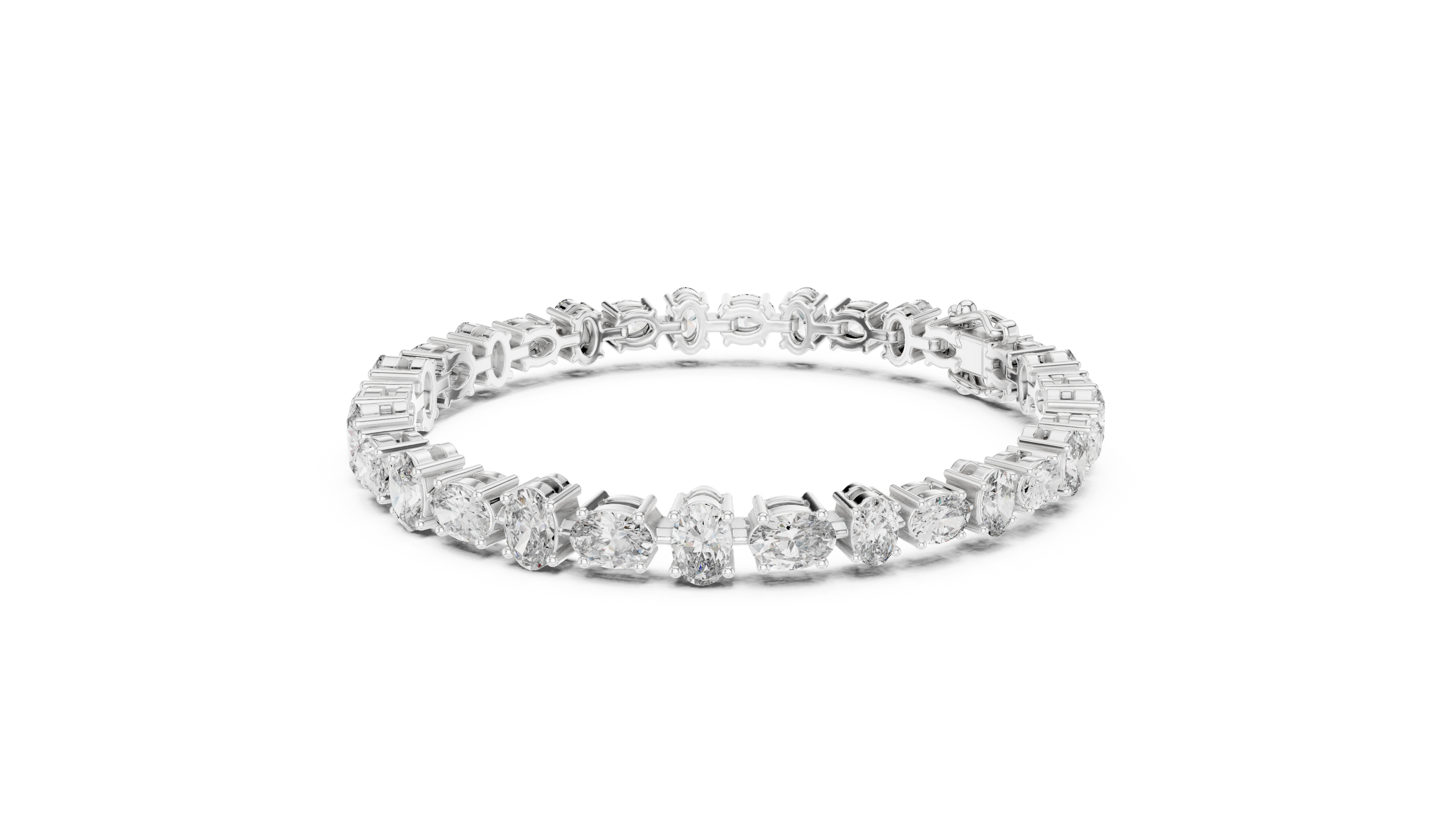 Graduated Alternating Horizontal & Vertical Oval Lab-Grown Diamond Tennis Bracelet in 18K Gold | 7.3 Carat