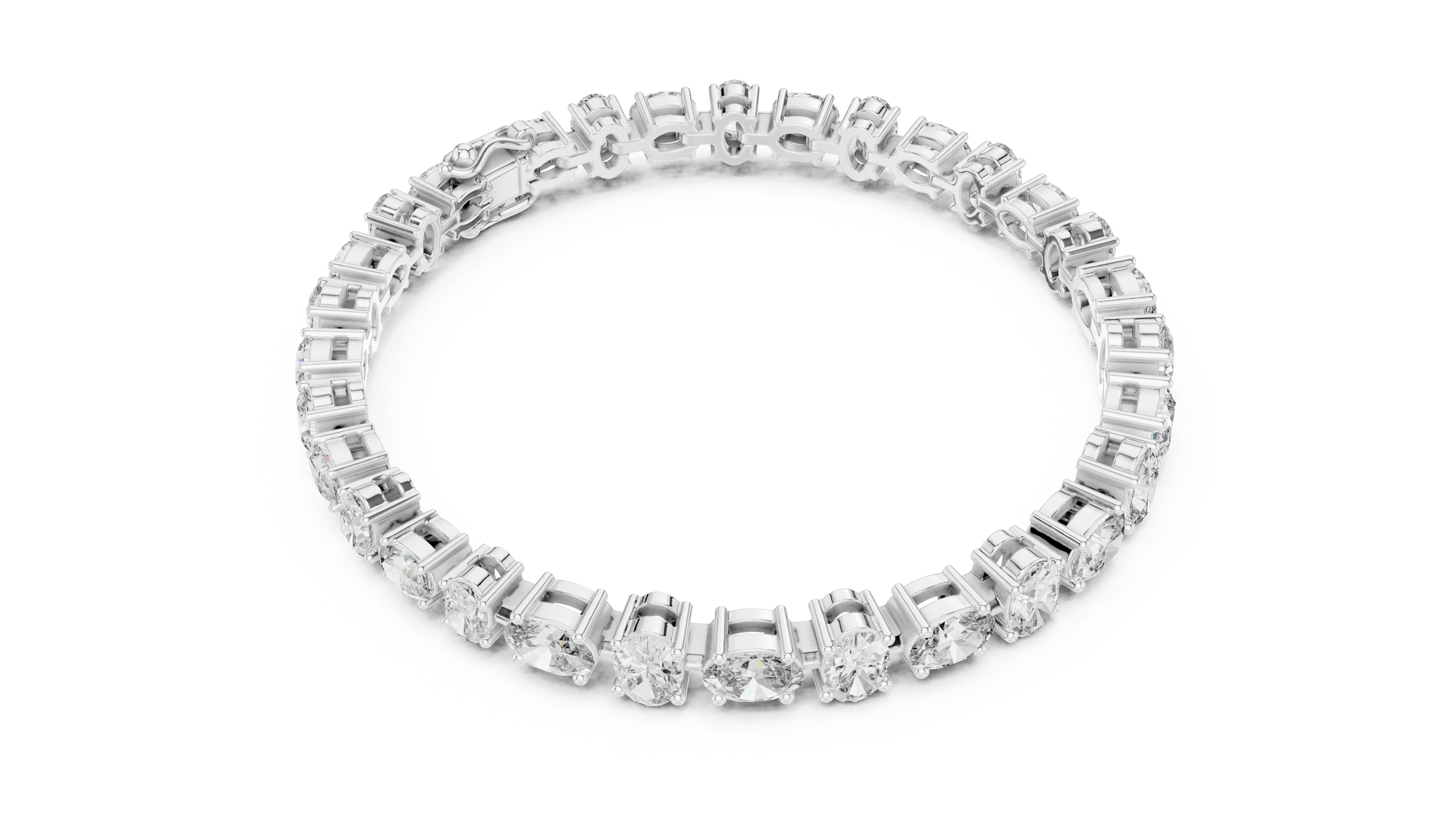 Graduated Alternating Horizontal & Vertical Oval Lab-Grown Diamond Tennis Bracelet in 18K Gold | 7.3 Carat