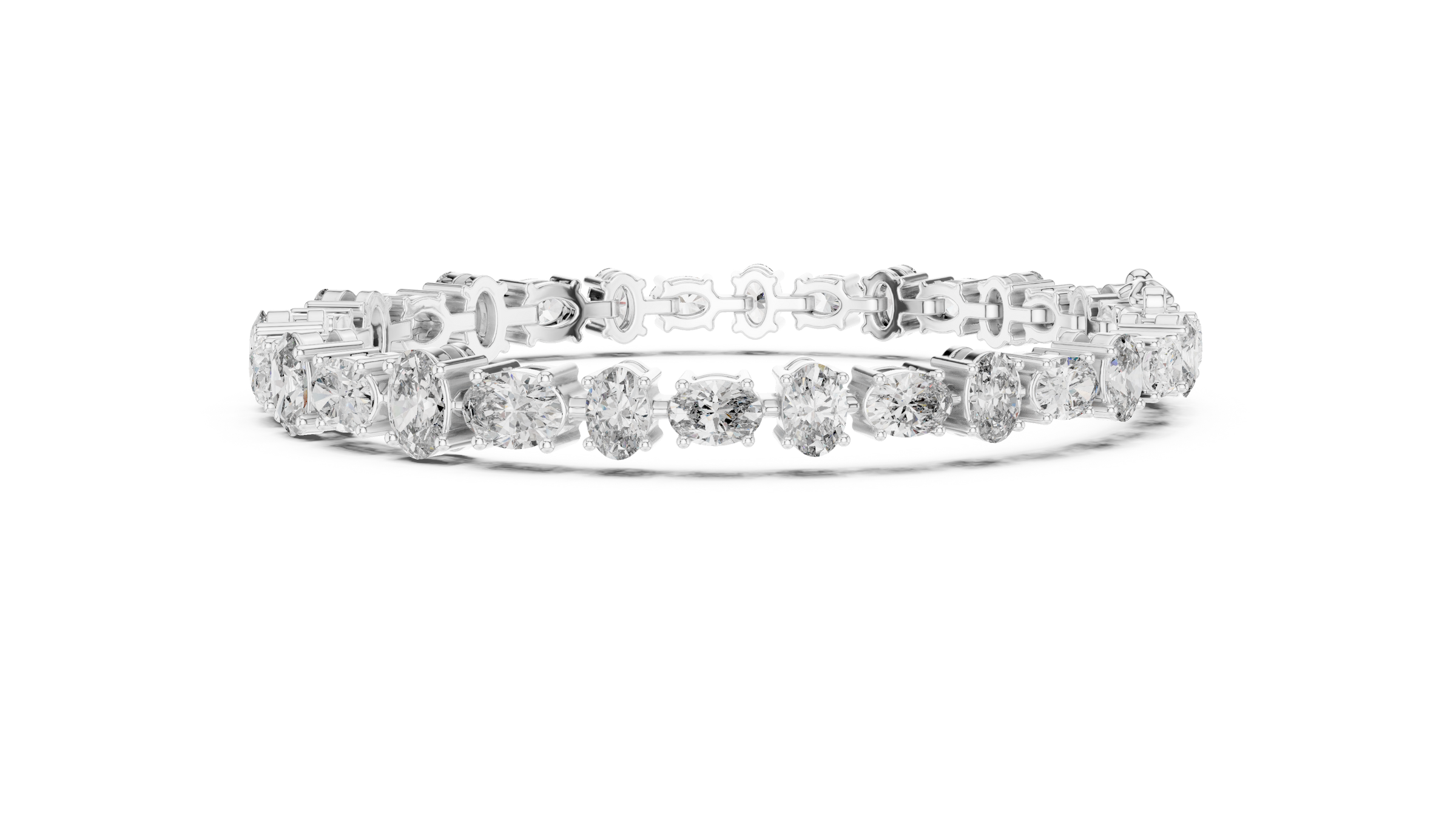 Graduated Alternating Horizontal & Vertical Oval Lab-Grown Diamond Tennis Bracelet in 18K Gold | 7.3 Carat