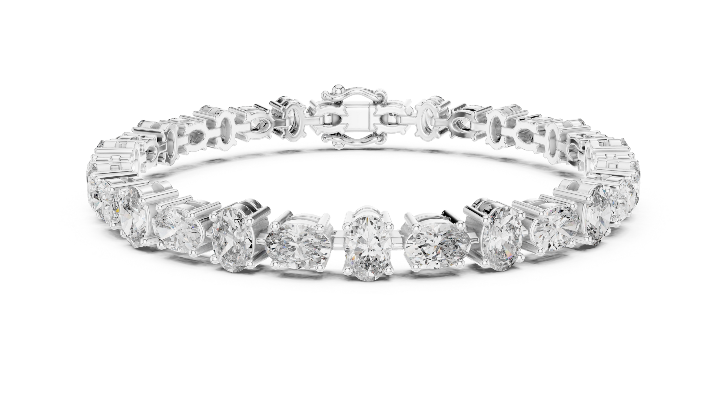 Graduated Alternating Horizontal & Vertical Oval Lab-Grown Diamond Tennis Bracelet in 18K Gold | 7.3 Carat
